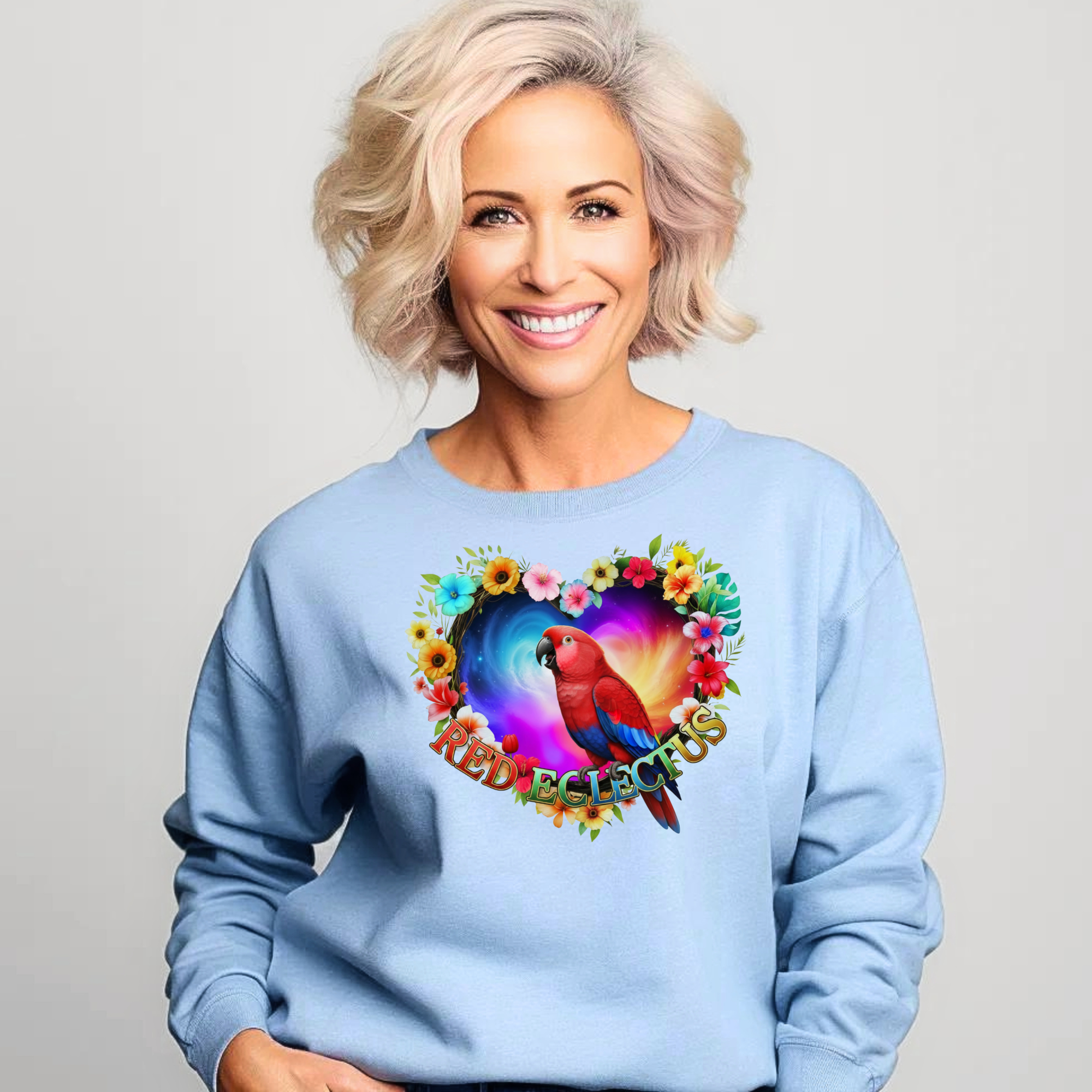 Floral Heart Red Eclectus Sweatshirt