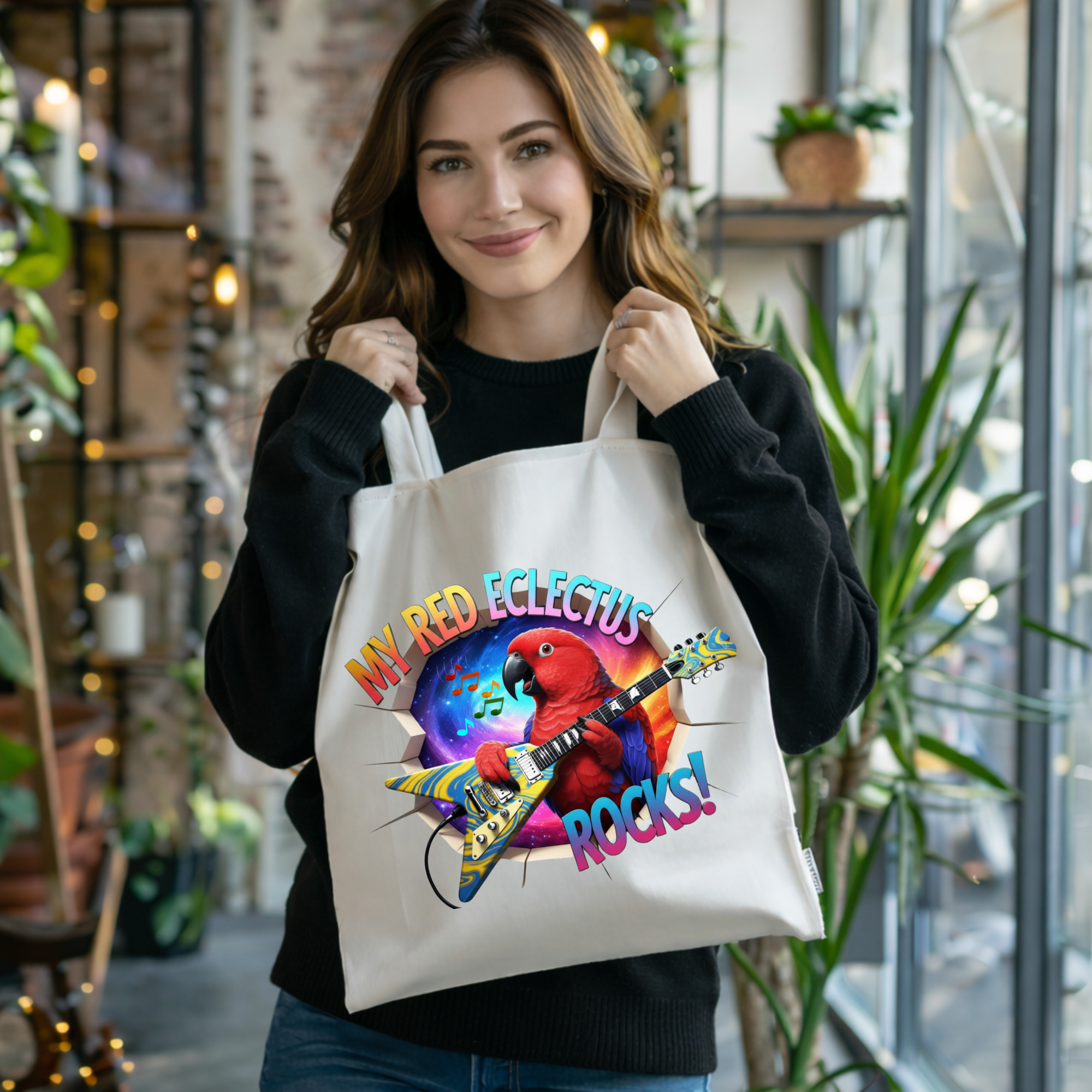 Red Eclectus Breakthrough Tote Bag