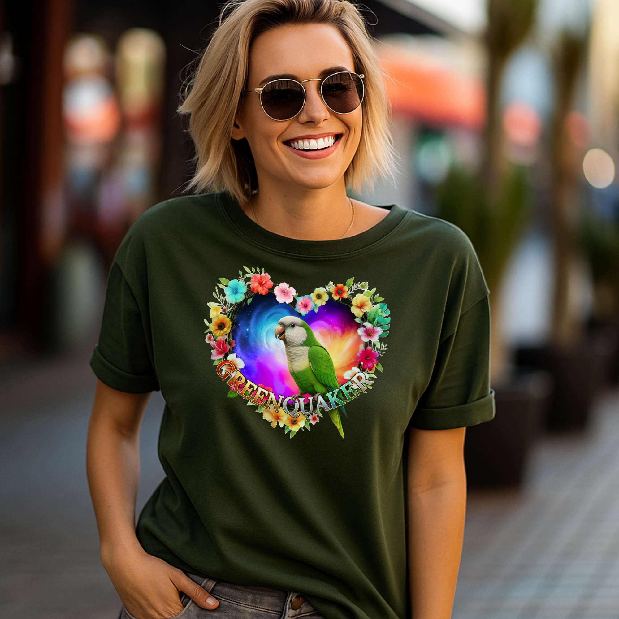 Colorful Green Quaker T-Shirt