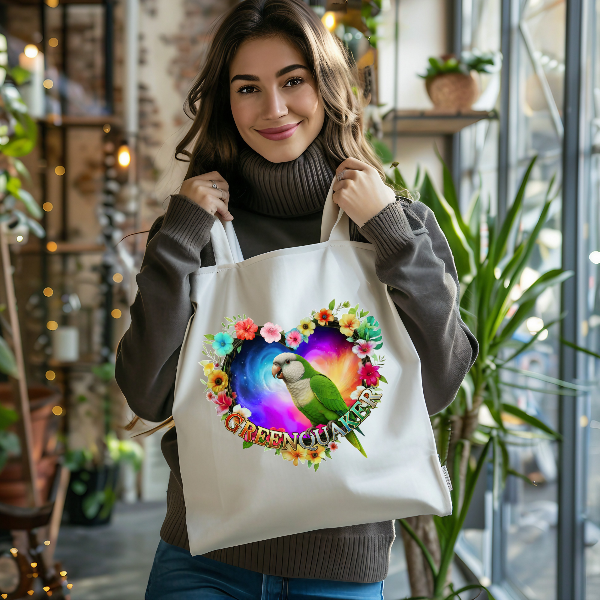 Colorful Green Quaker Tote Bag