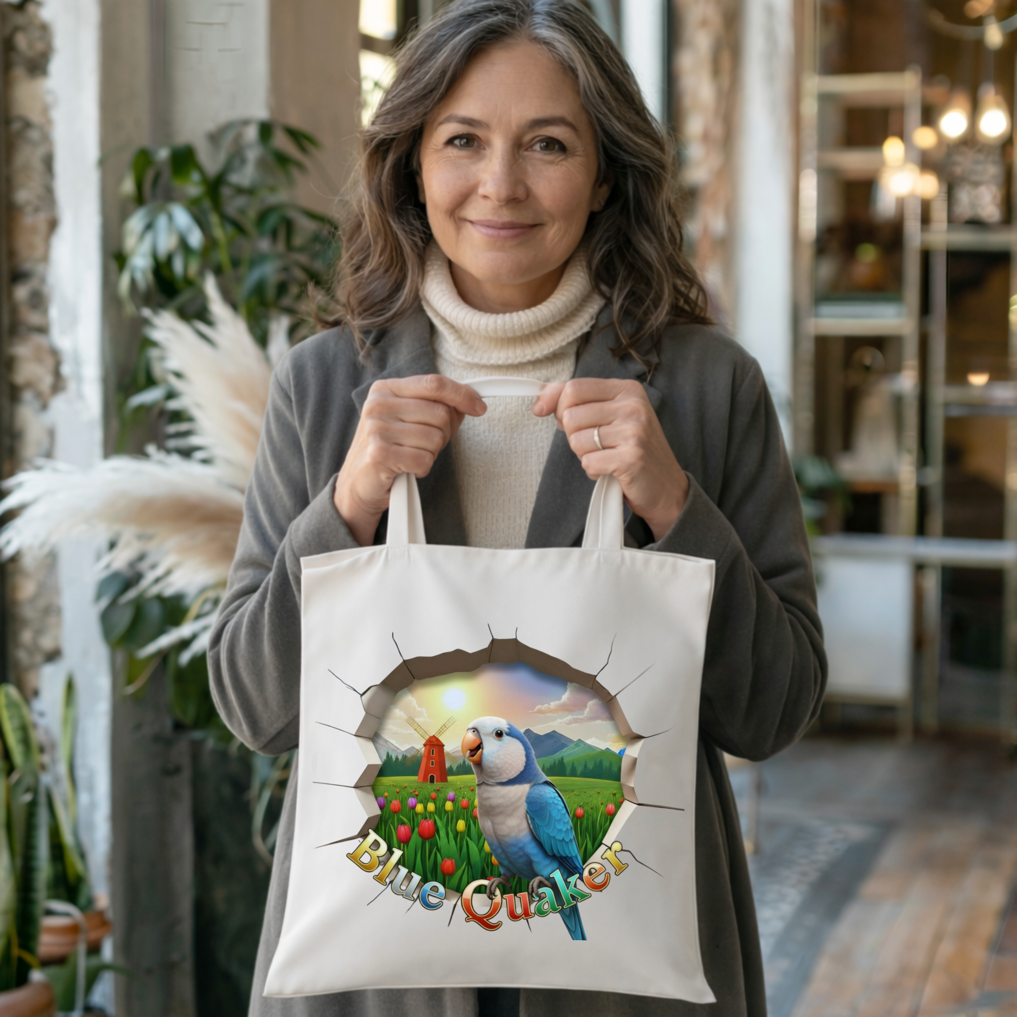 Blue Quaker Parrot Tote Bag