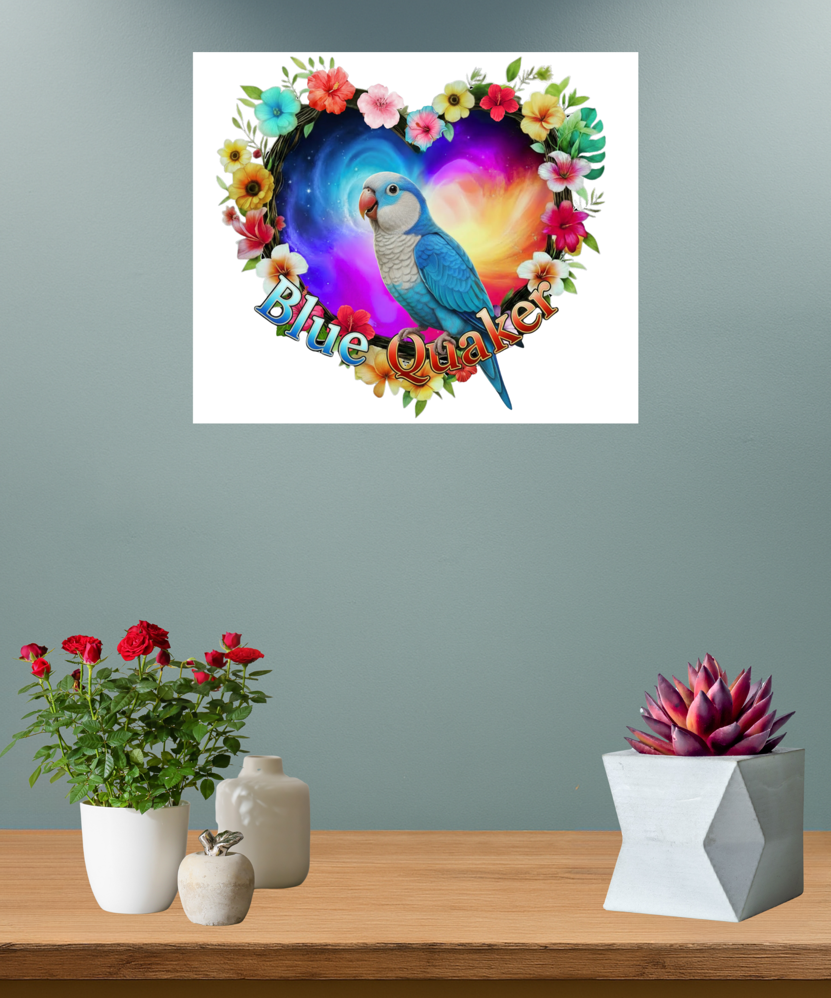 Blue Quaker Floral Wall-Hanging