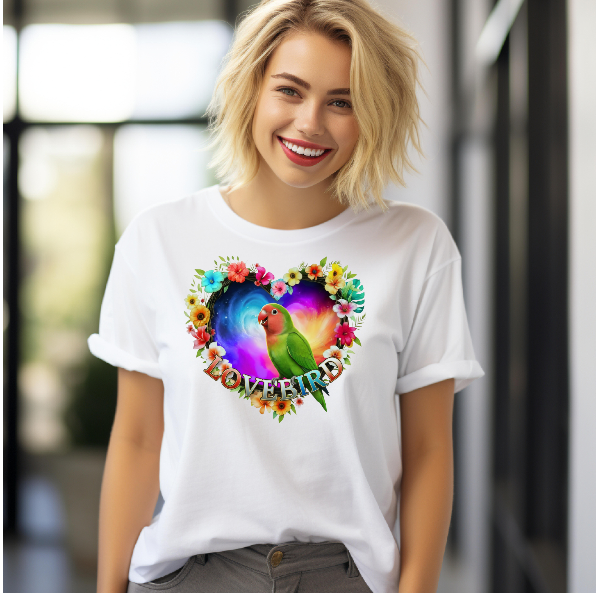 Colorful Lovebird Art T-Shirt