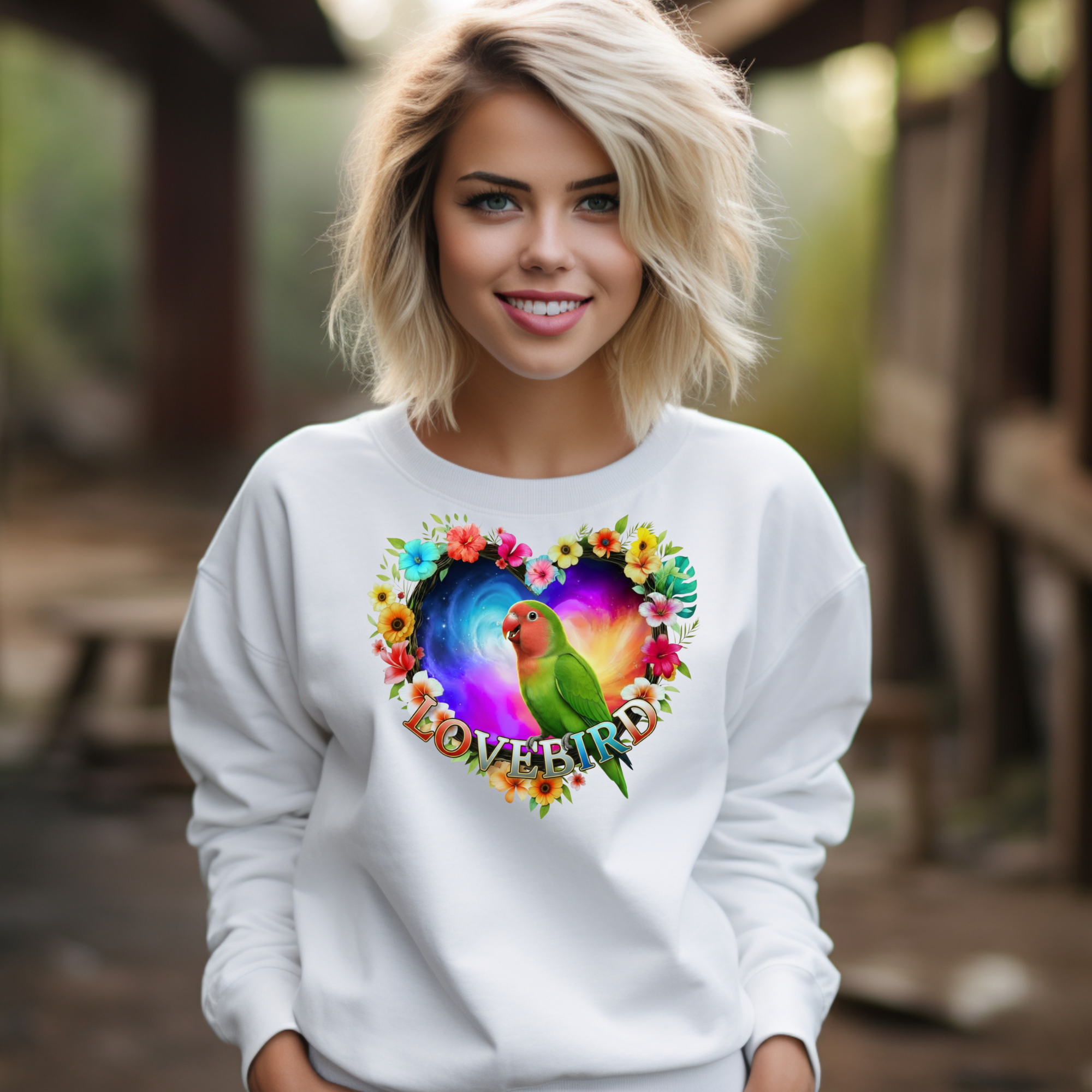 Colorful Lovebird Art Sweatshirt