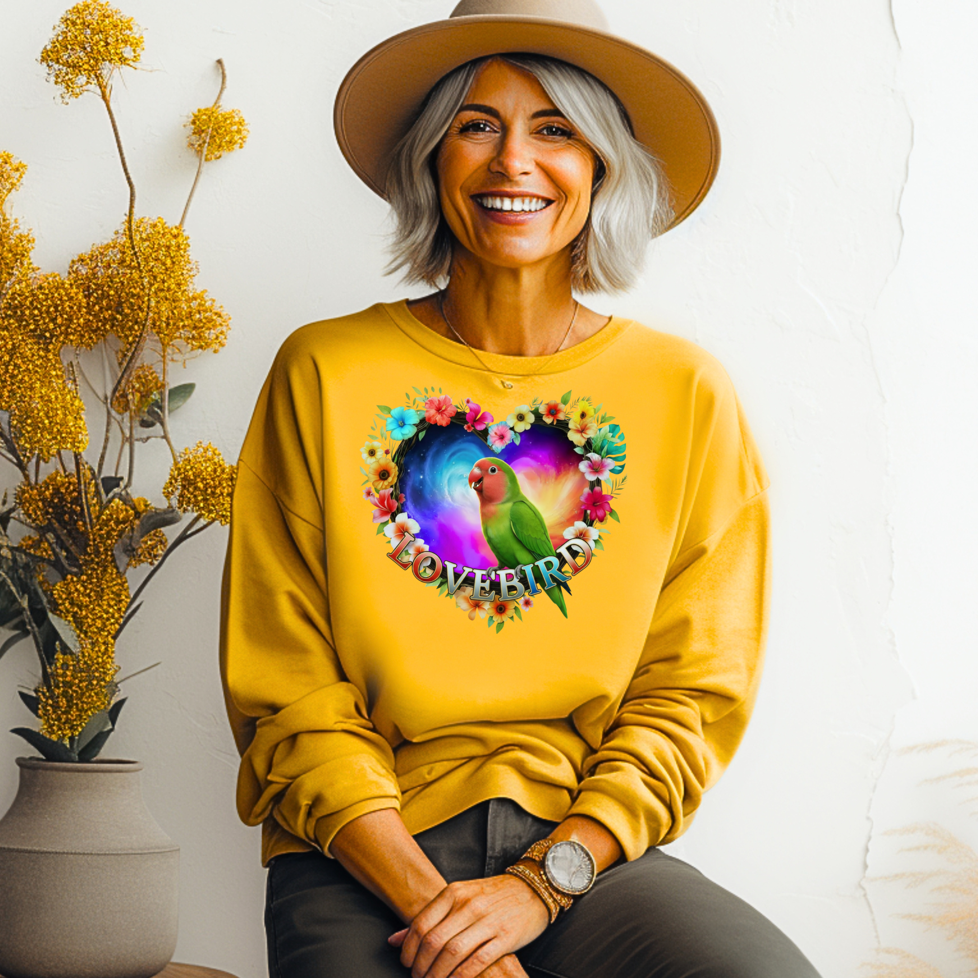 Colorful Lovebird Art Sweatshirt