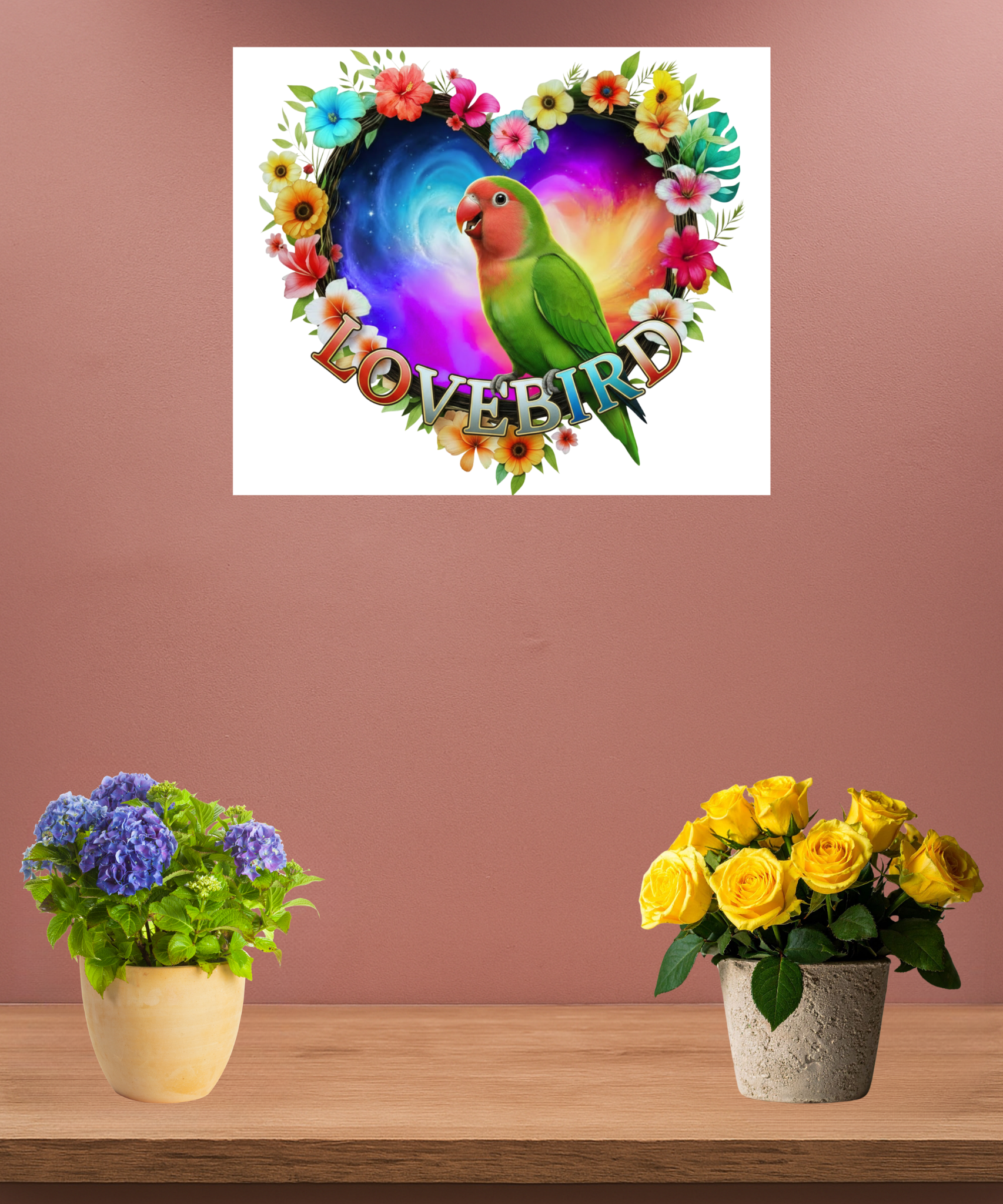 Rainbow Lovebird Art Wall-Hanging