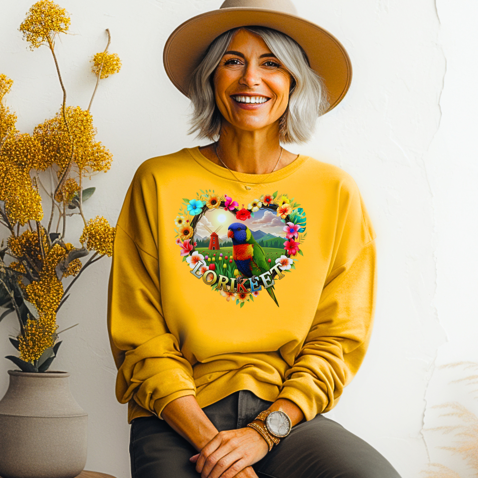 Lorikeet Floral Garden Sweatshirt