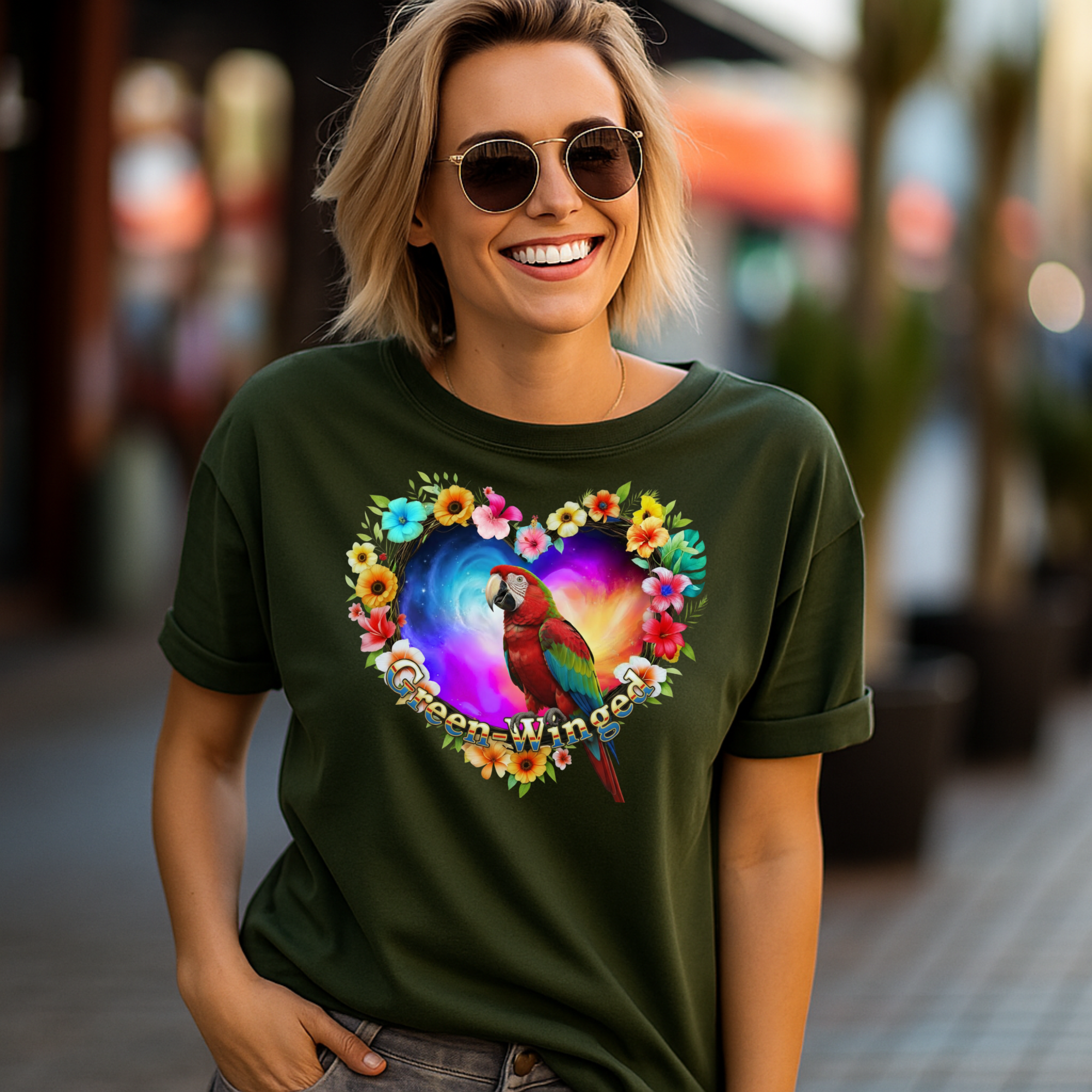 Colorful Green Winged T-Shirt