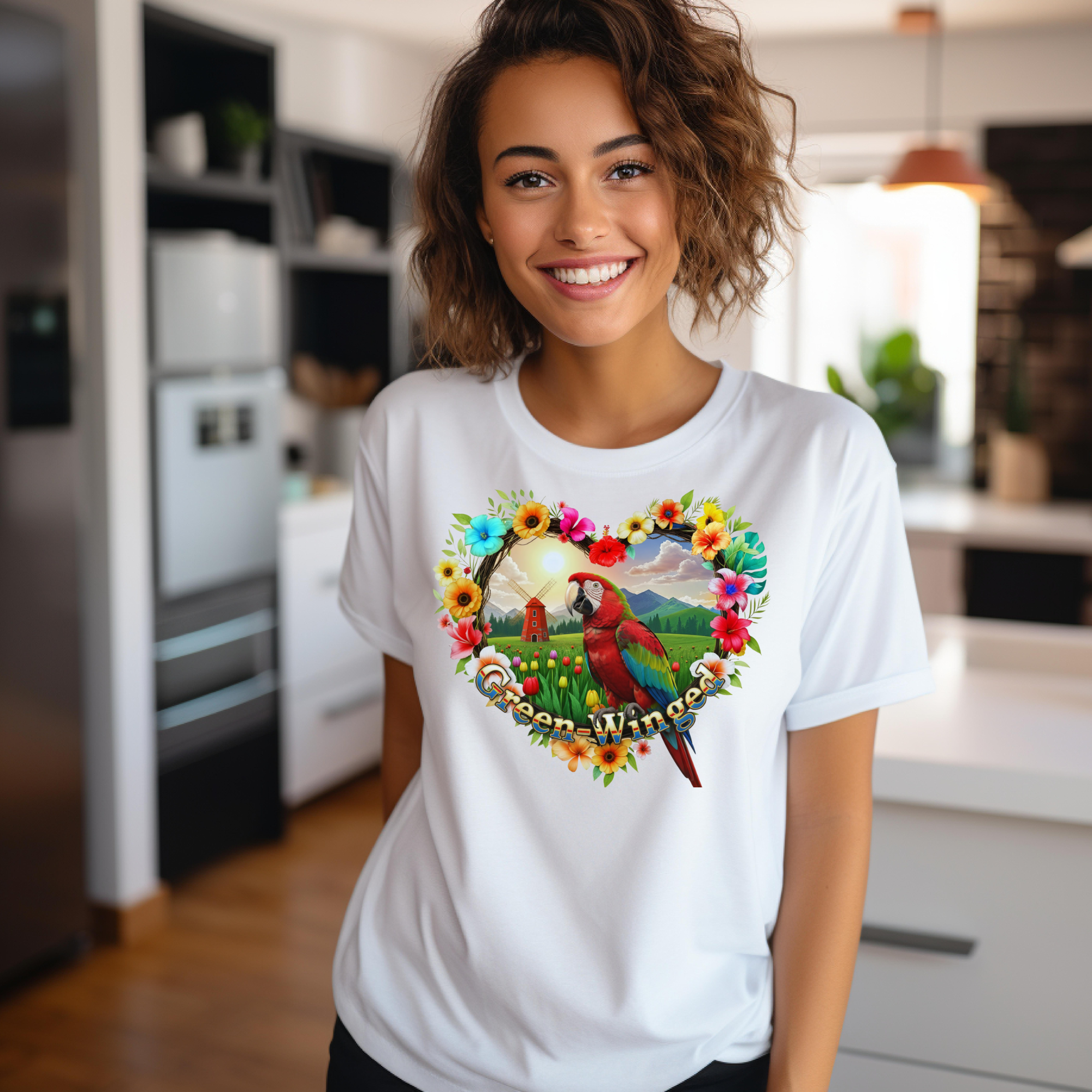 Floral Green Winged T-Shirt