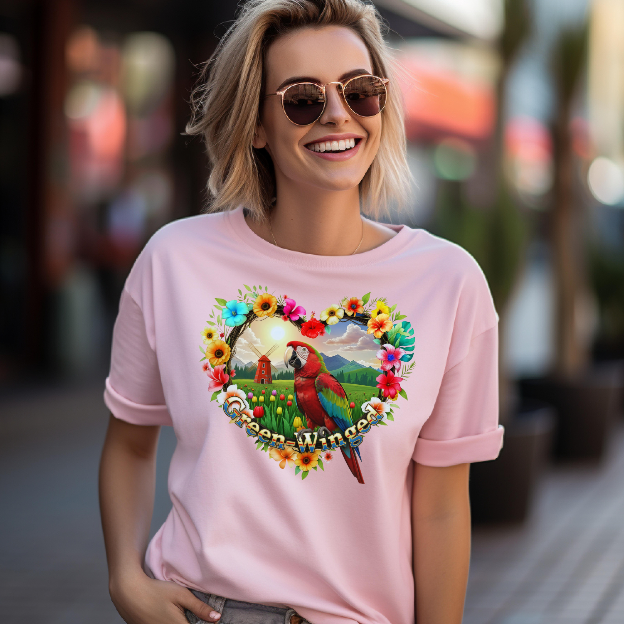 Floral Green Winged T-Shirt