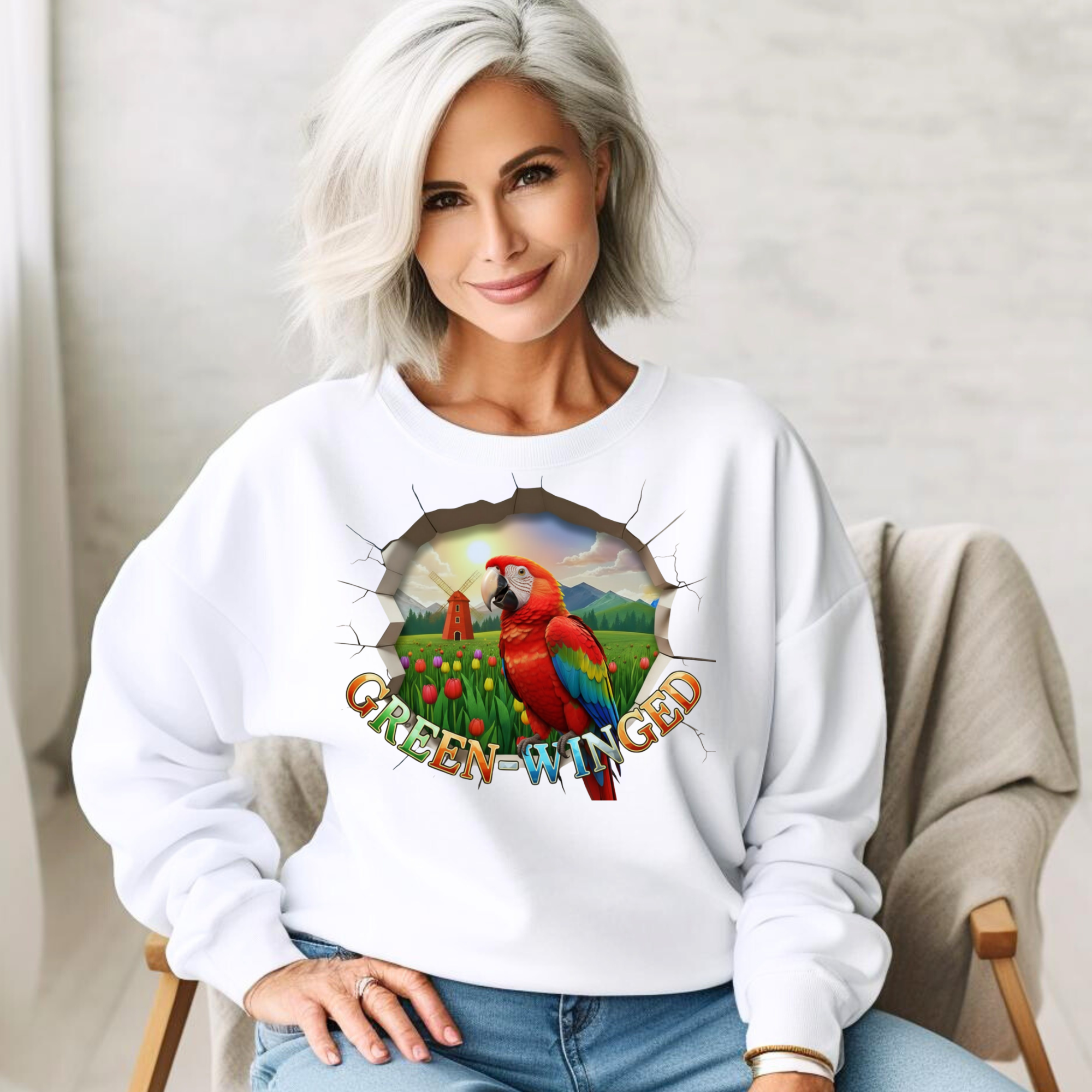 Green Winged Parrot Sweatshirt