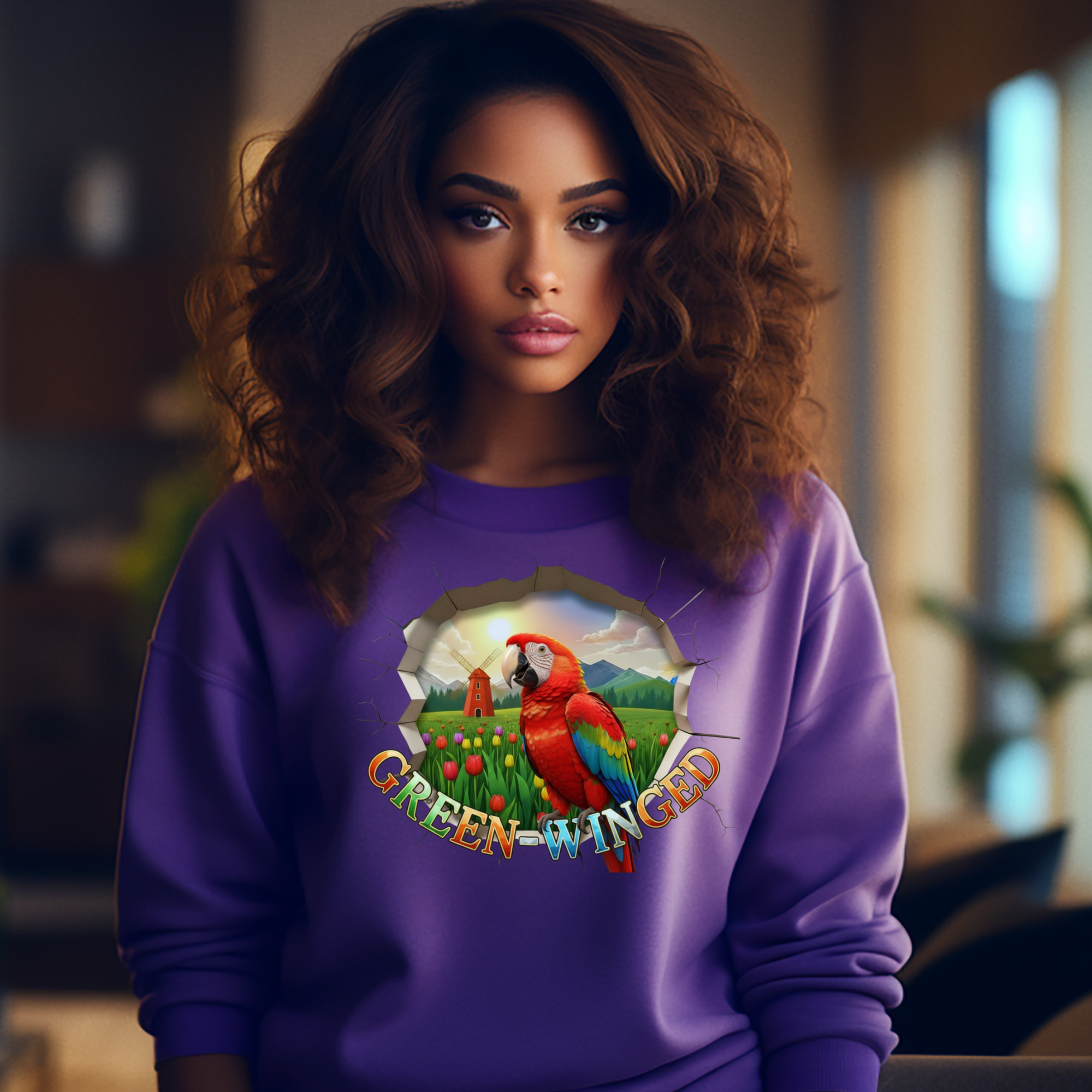 Green Winged Parrot Sweatshirt
