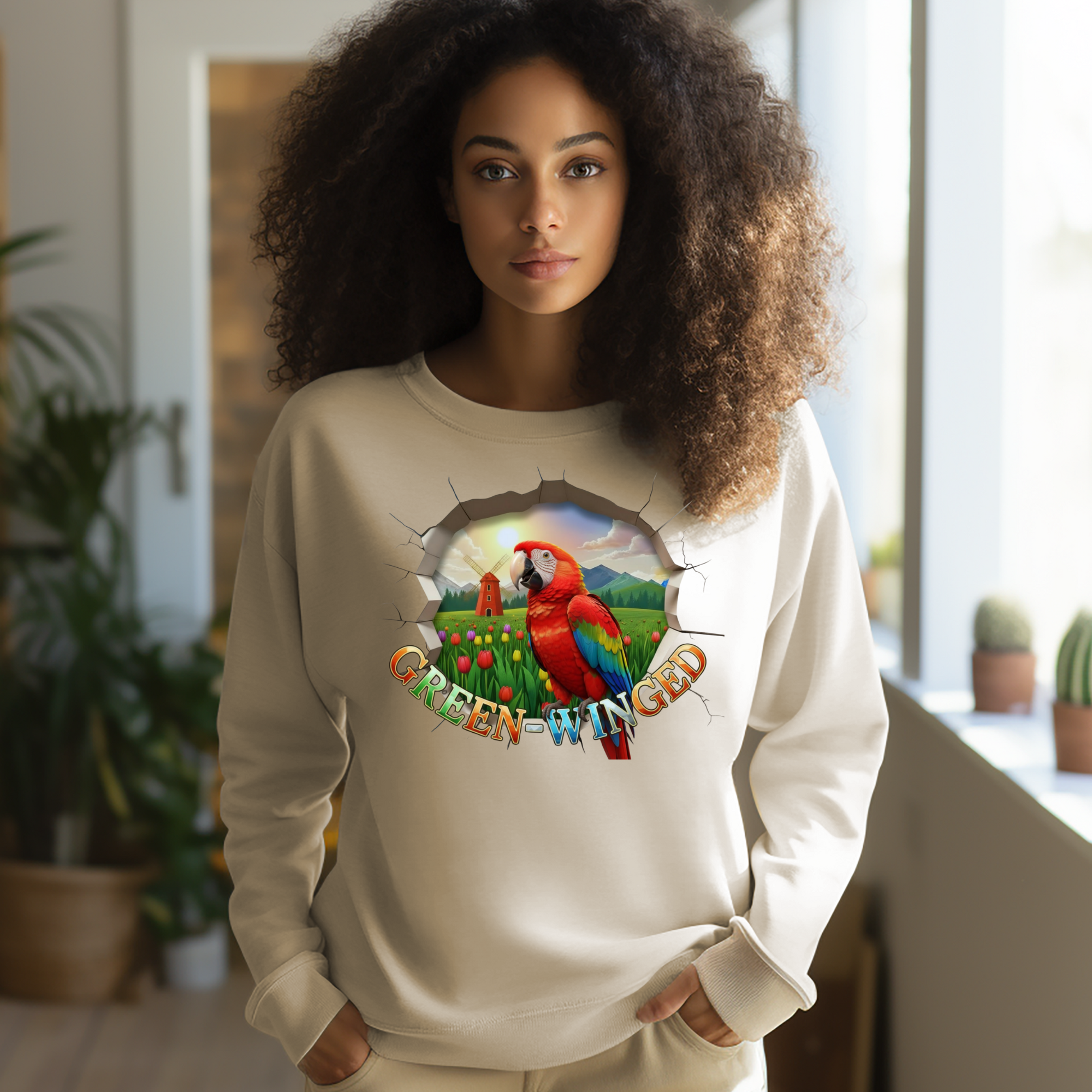 Green Winged Parrot Sweatshirt
