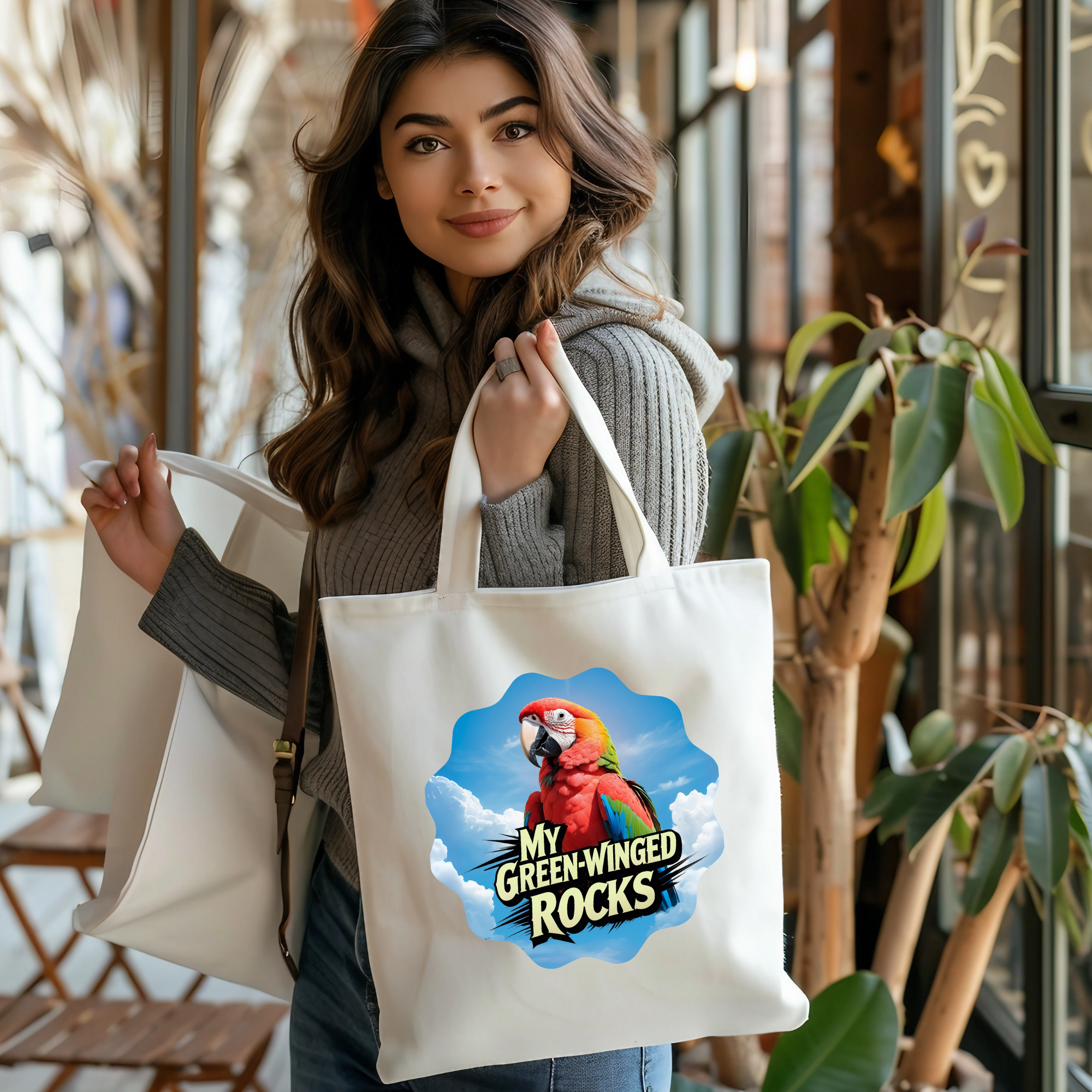 Green Winged Rocks Tote Bag