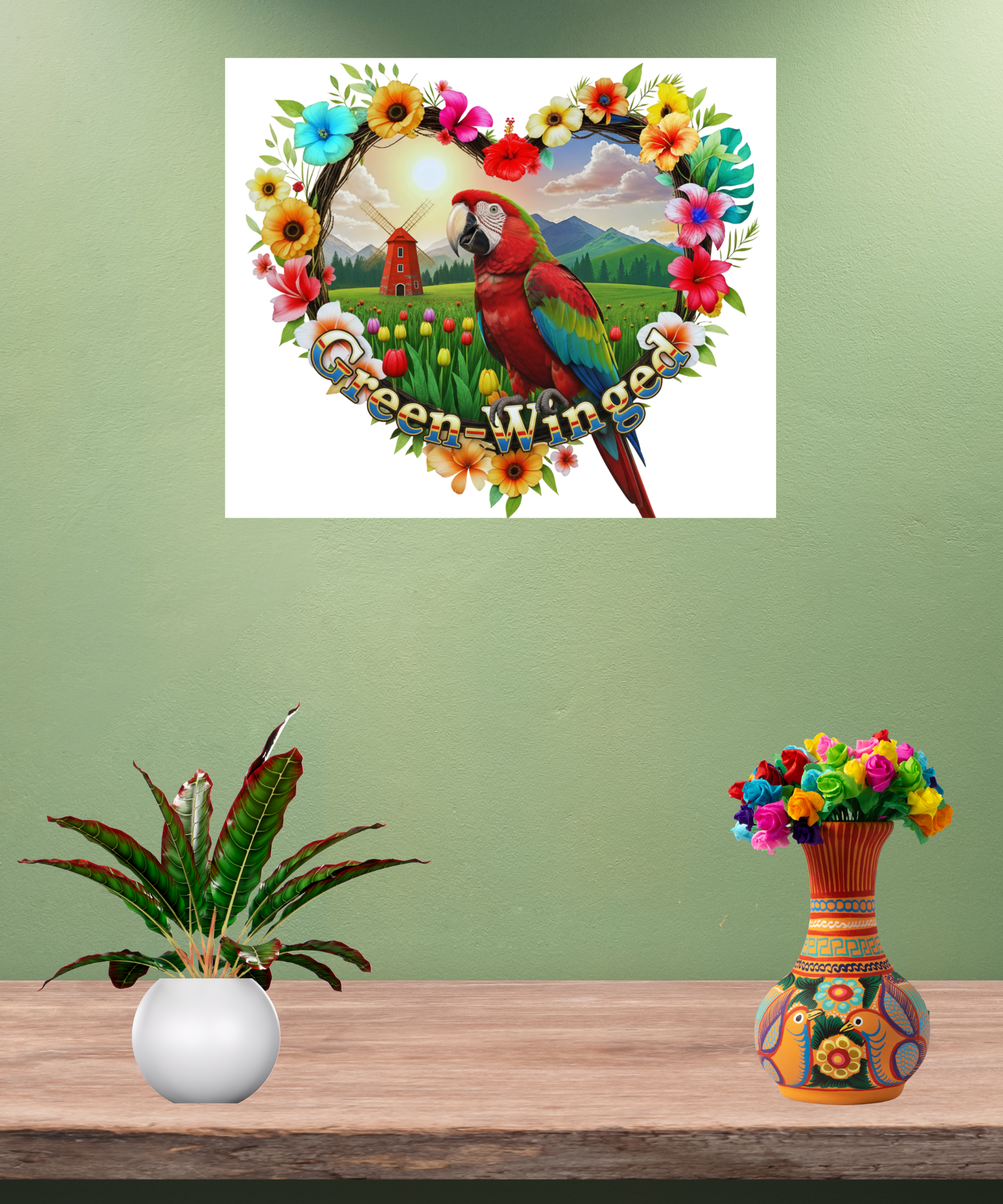 Green Winged Art Wall-Hanging