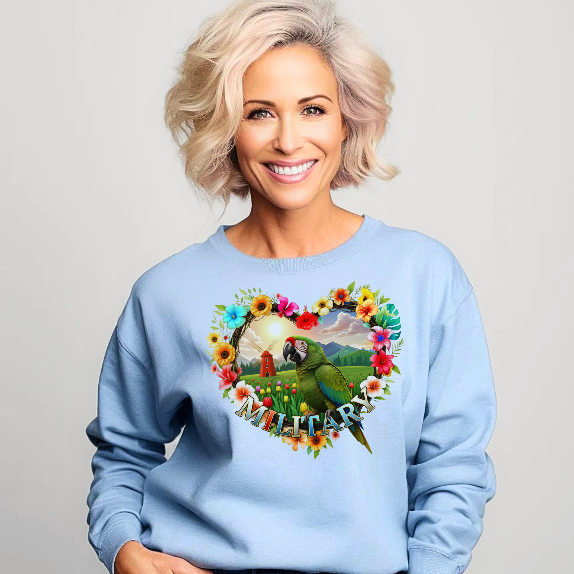 Military Parrot Floral Sweatshirt