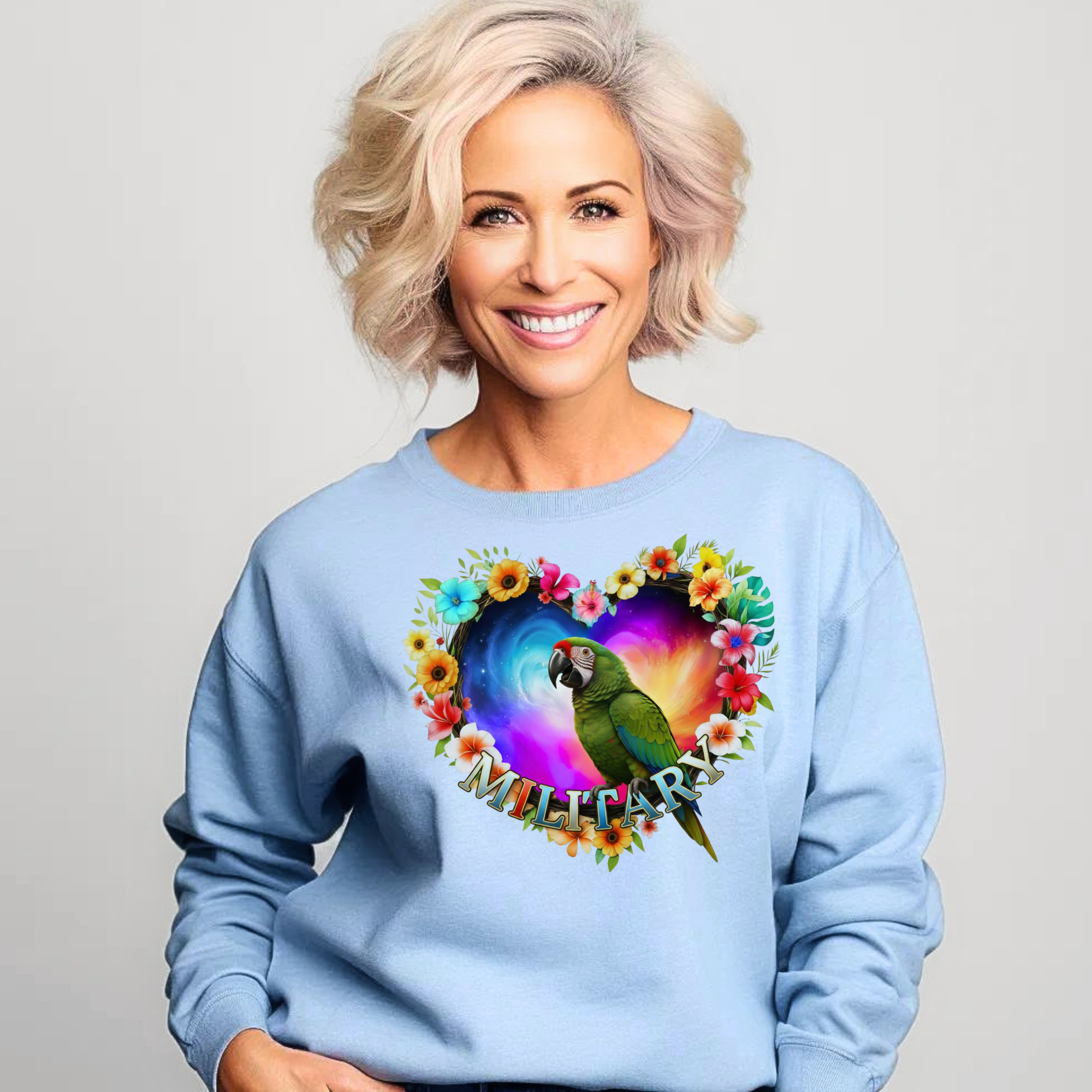 Military Floral Parrot Sweatshirt