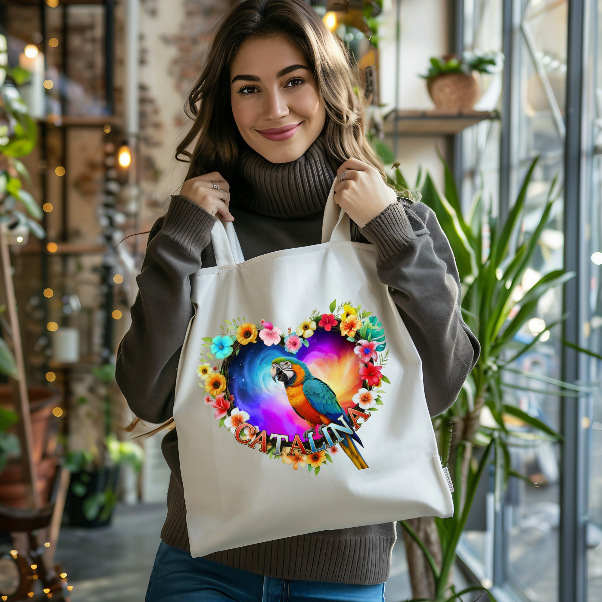 Catalina Floral Parrot Tote Bag