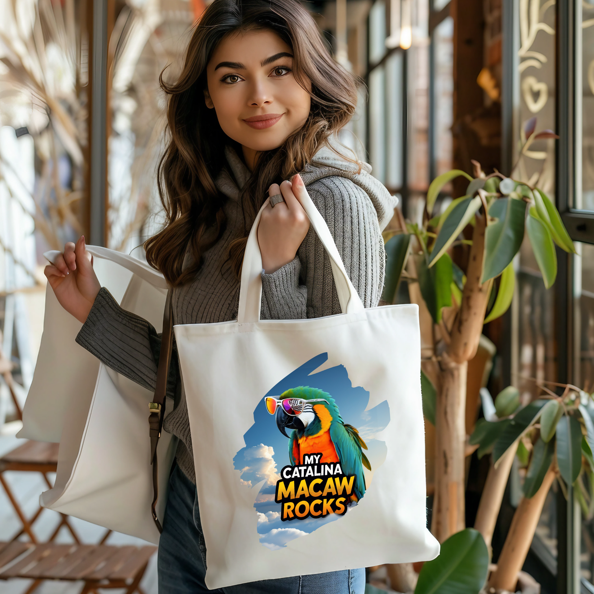 Catalina Macaw Rocks Tote Bag