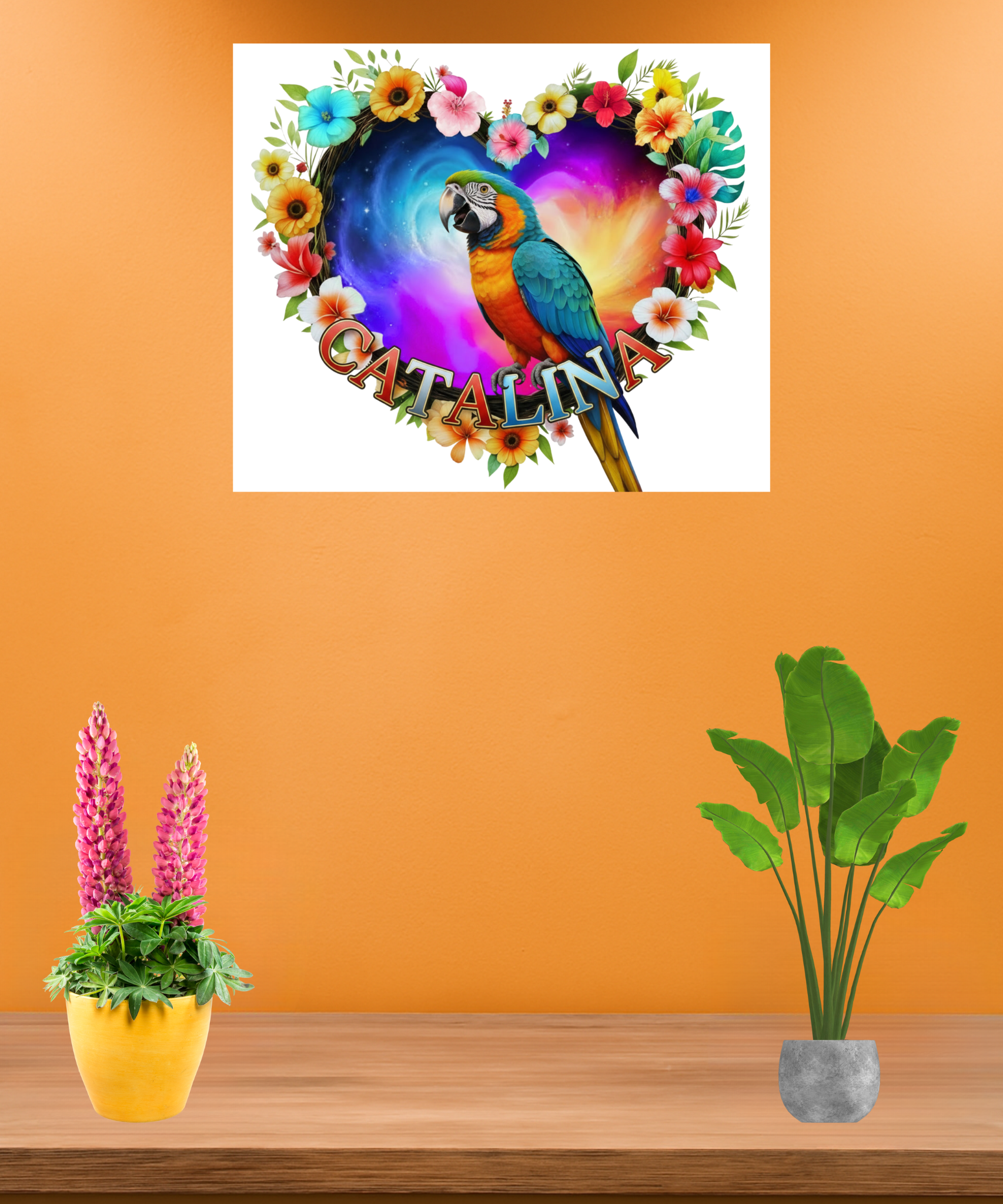 Catalina Floral Parrot Wall-Hanging