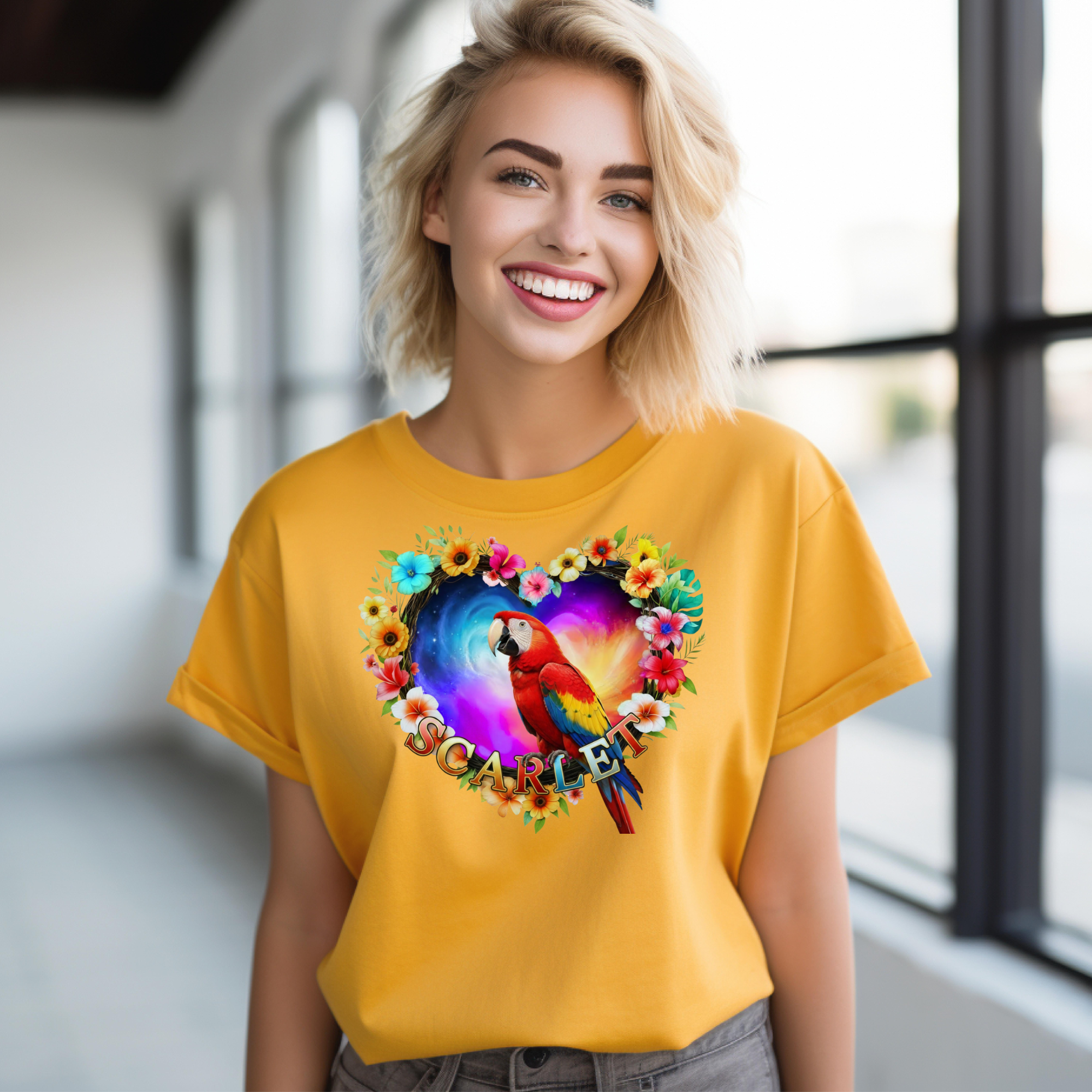 Scarlet Floral Parrot T-Shirt