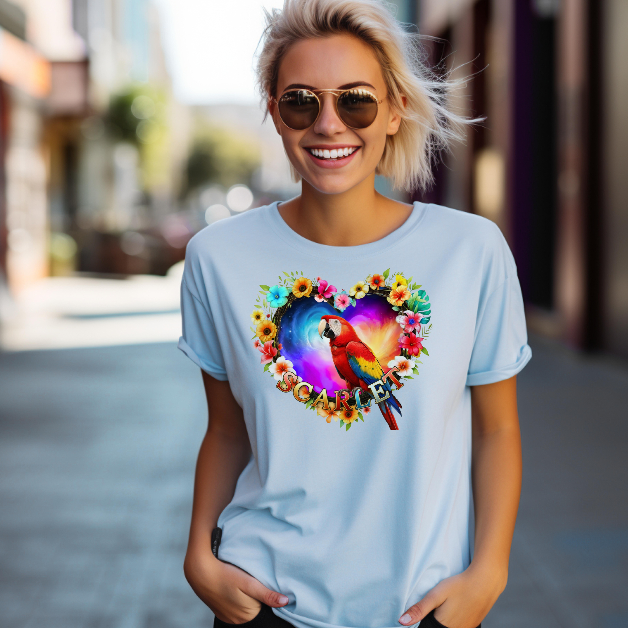 Scarlet Floral Parrot T-Shirt
