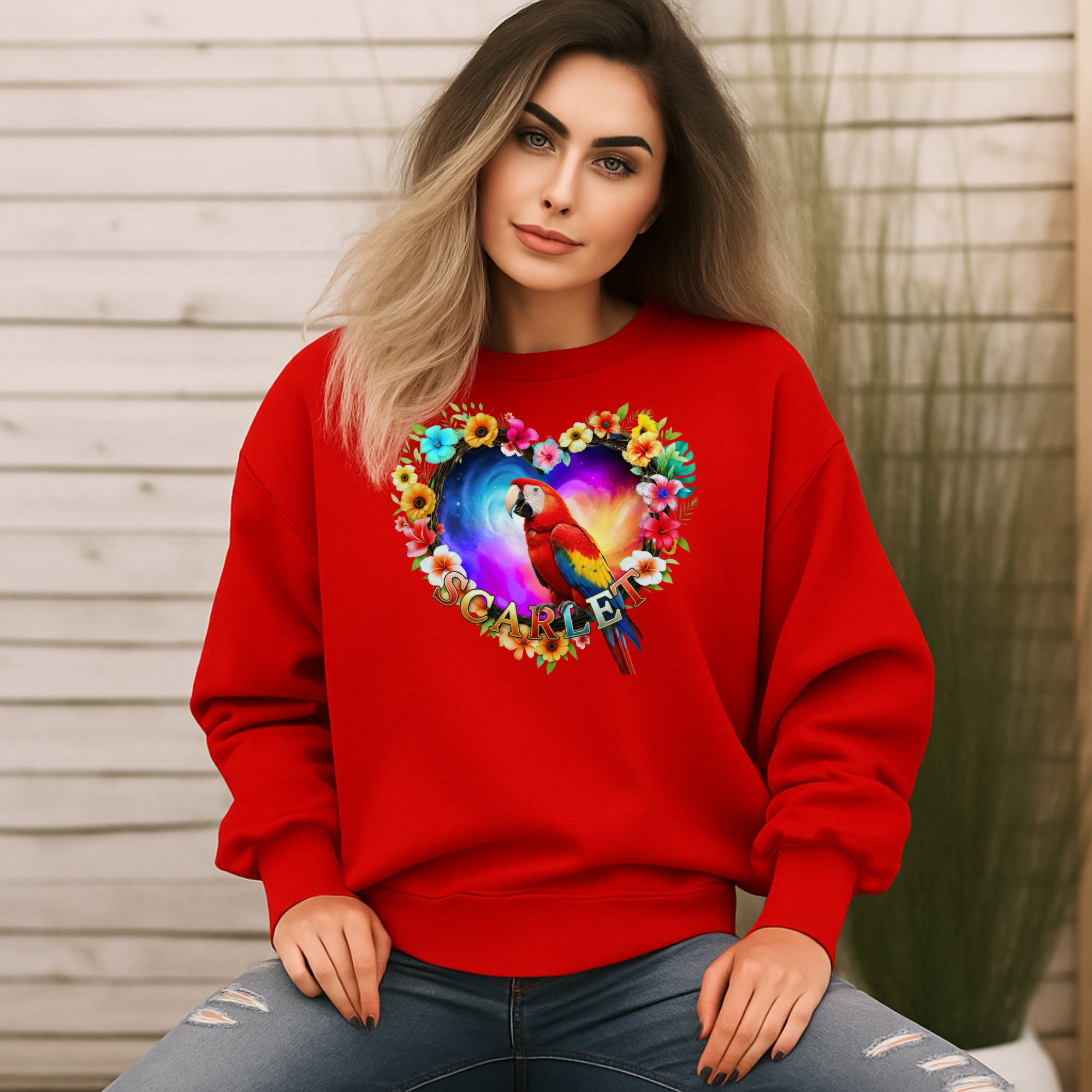 Colorful Scarlet Bird Sweatshirt