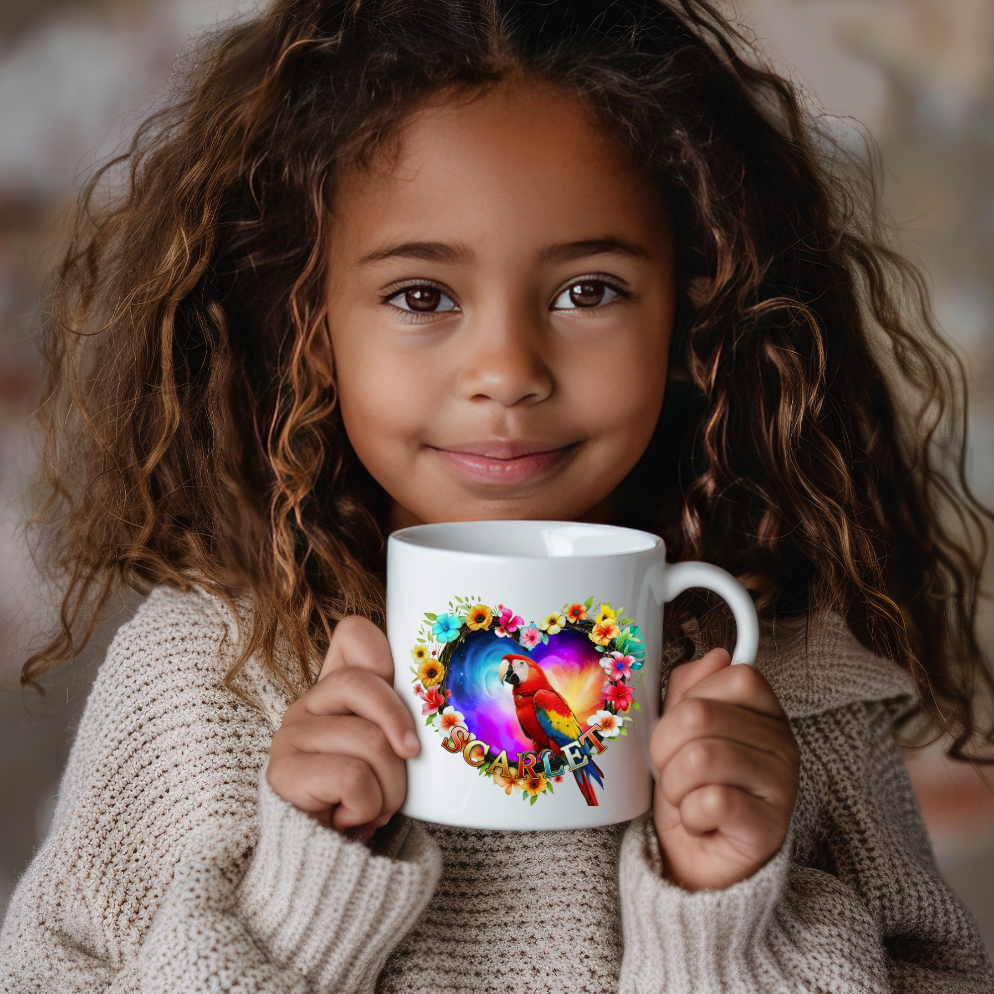 Scarlet Floral Parrot Mug