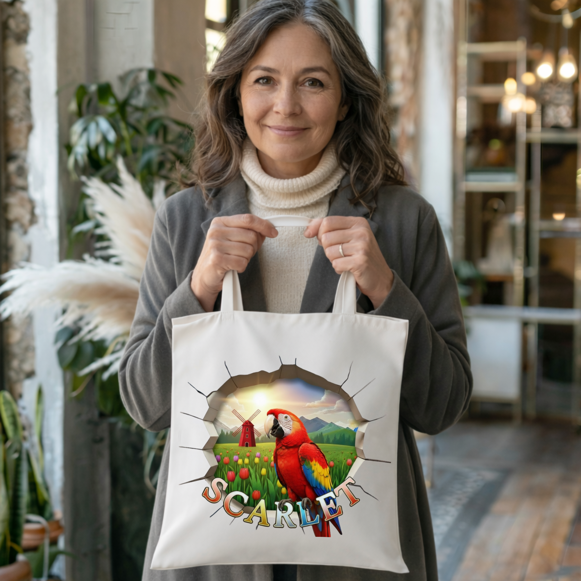 Scarlet Parrot Art Tote Bag