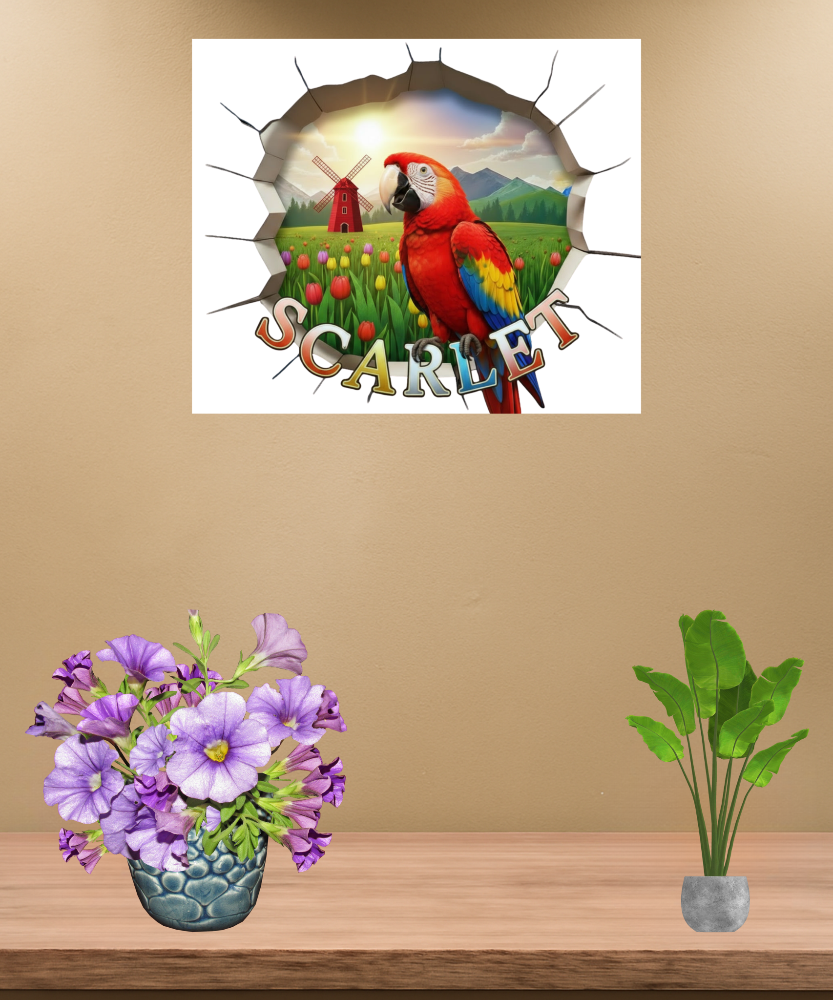 Scarlet Parrot Art Wall-Hanging