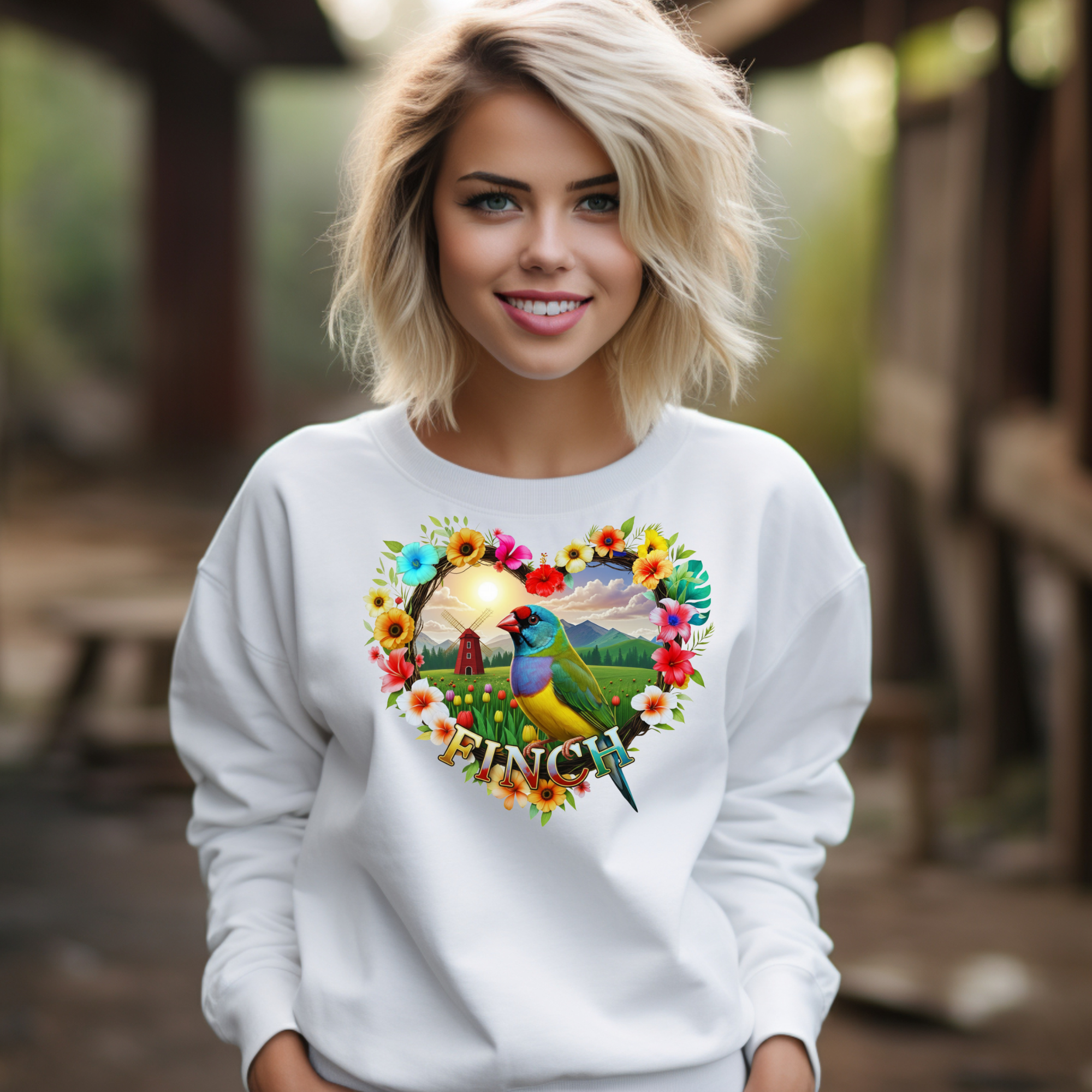 Finch Heart Design Sweatshirt