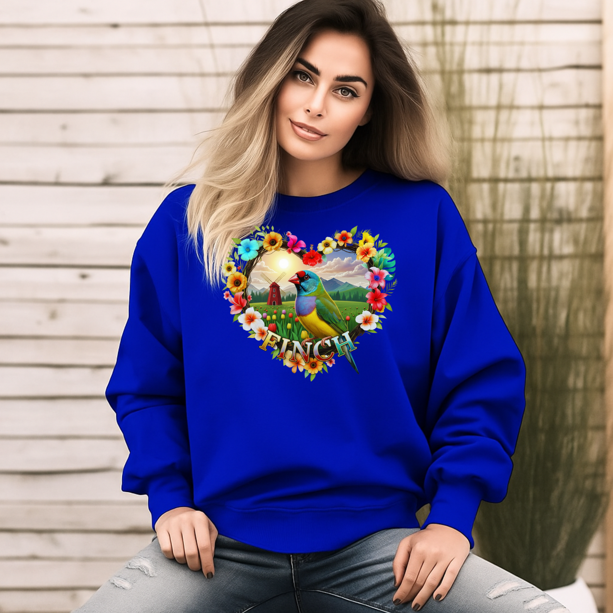 Finch Heart Design Sweatshirt