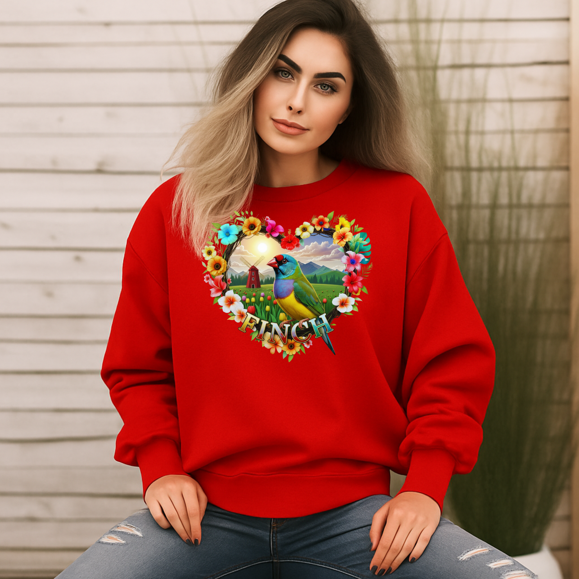 Finch Heart Design Sweatshirt