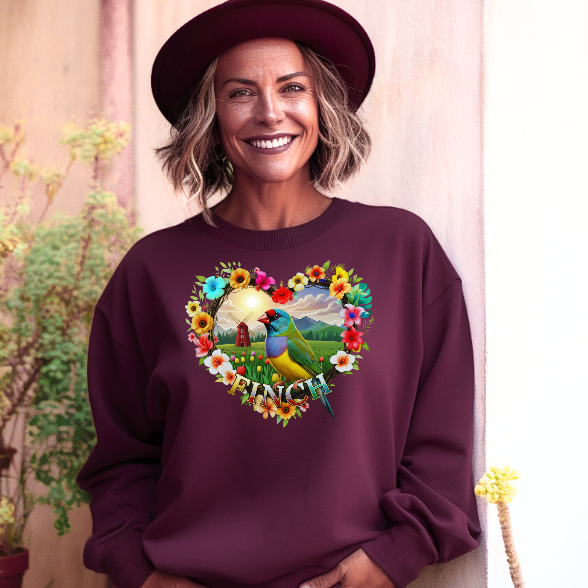 Finch Heart Design Sweatshirt