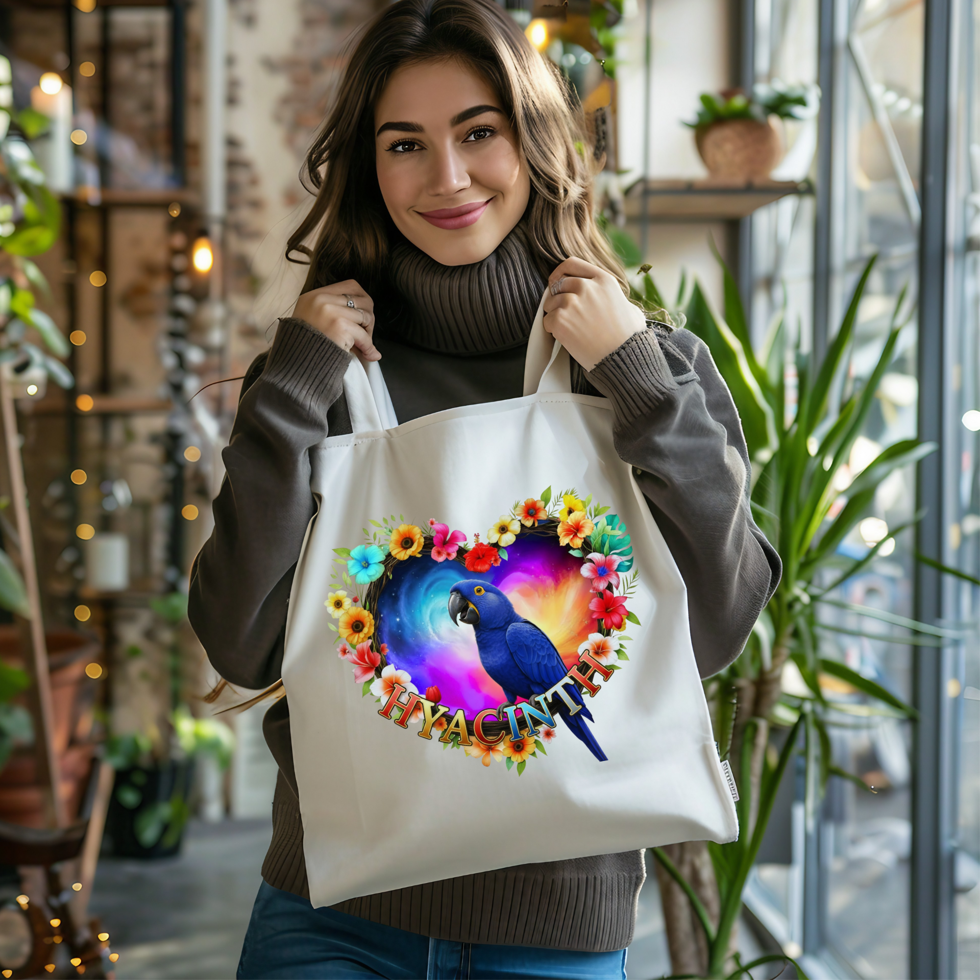 Hyacinth Parrot Floral Tote Bag