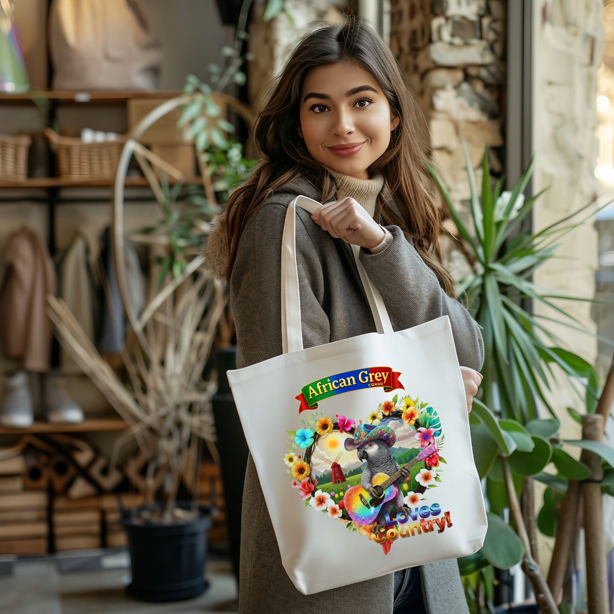 African Grey Congo Country Love Tote Bag