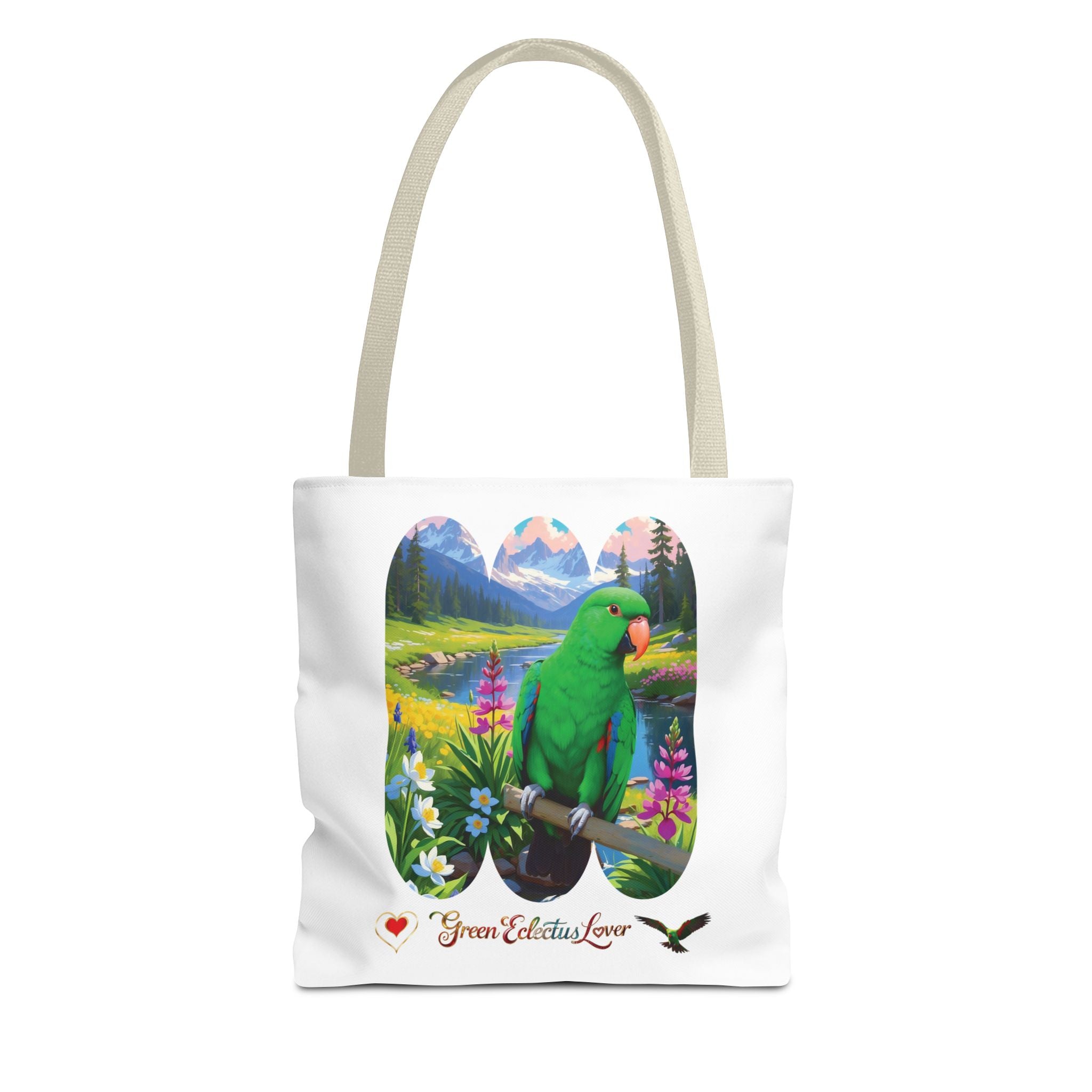 Green Ecletus Lover Lake Scenic Tote Bag