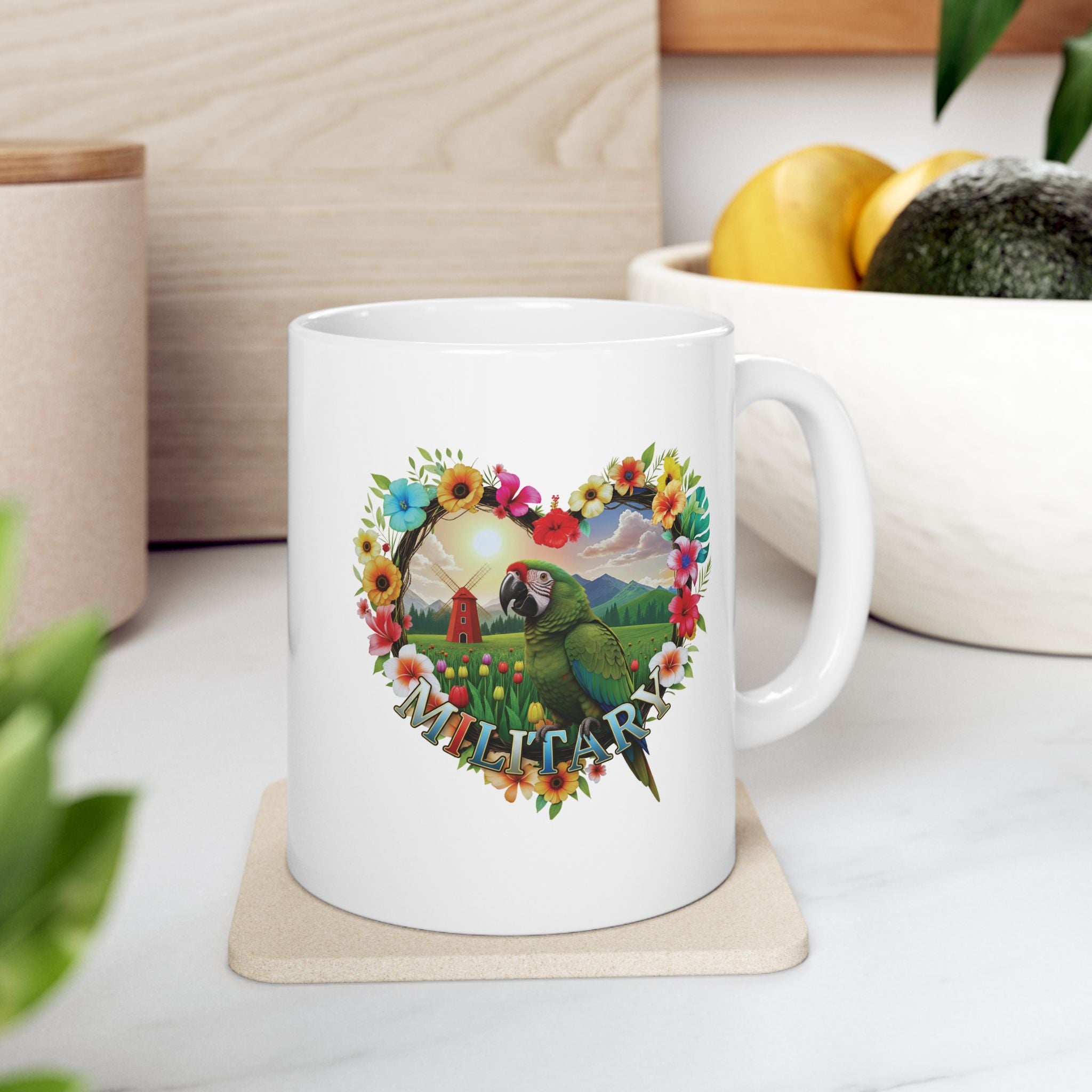 Military Parrot Floral Mug