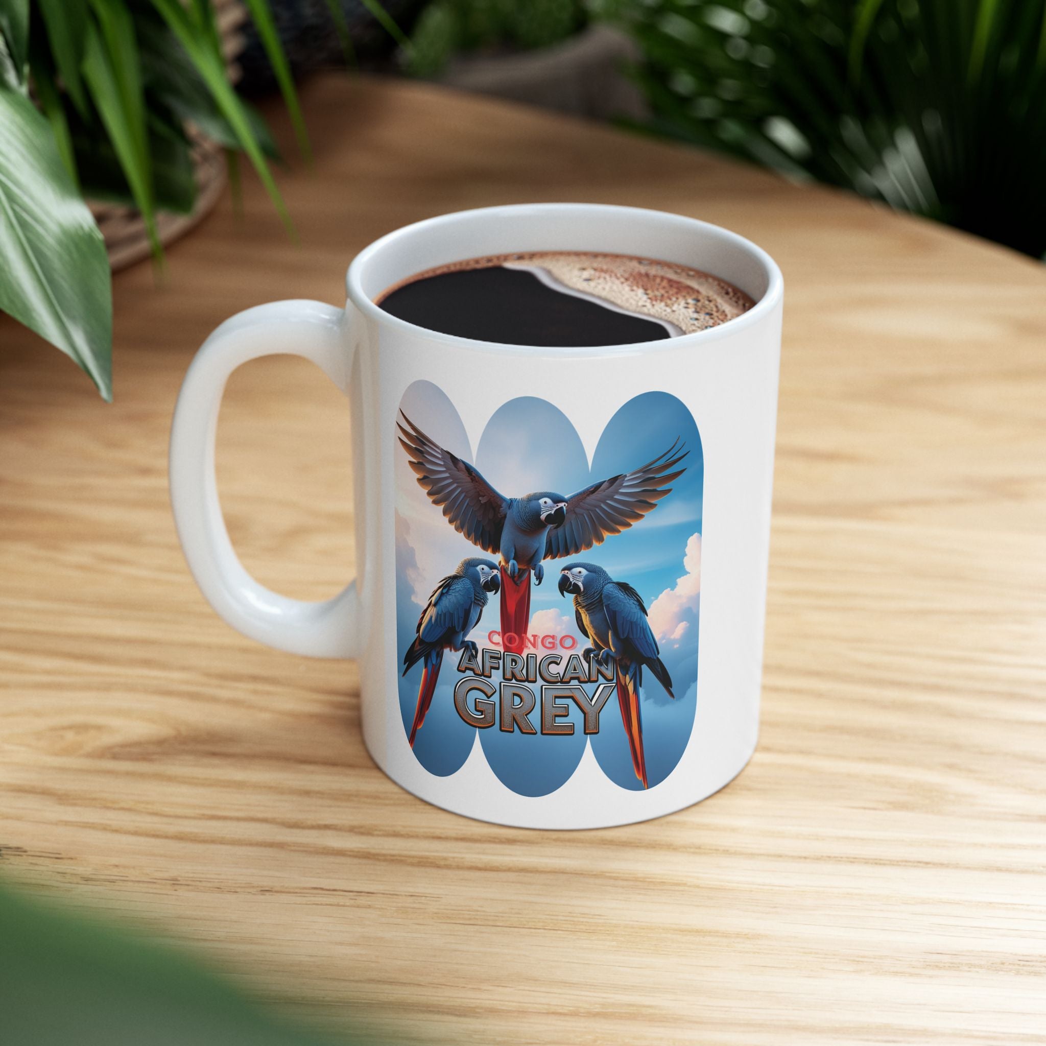 African Grey Parrot Ceramic Mug