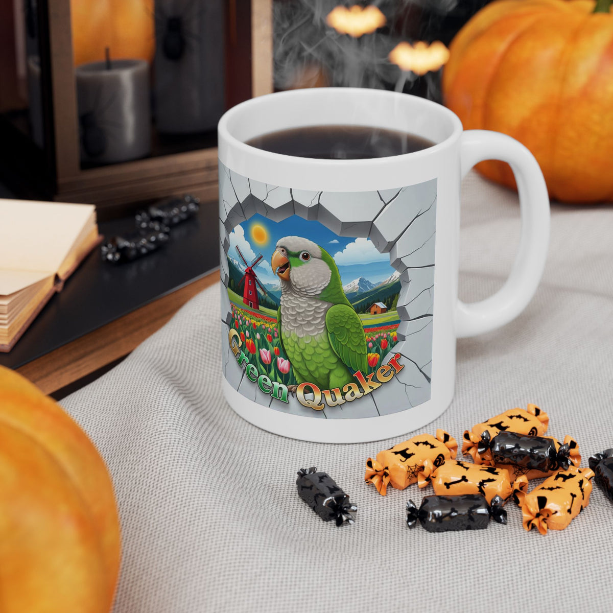 Green Quaker Floral Field Mug
