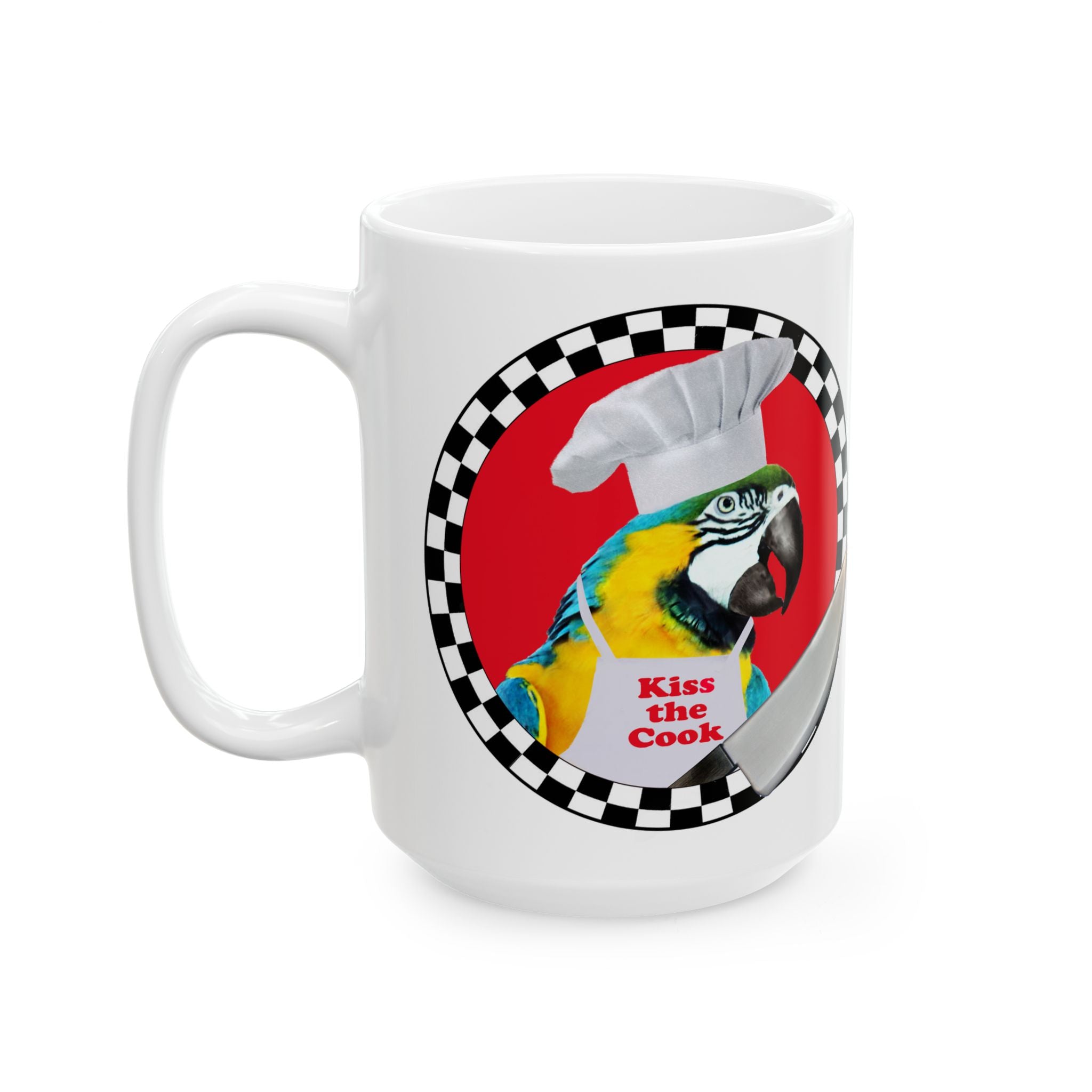 Kiss The Cook Blue And Gold Mug