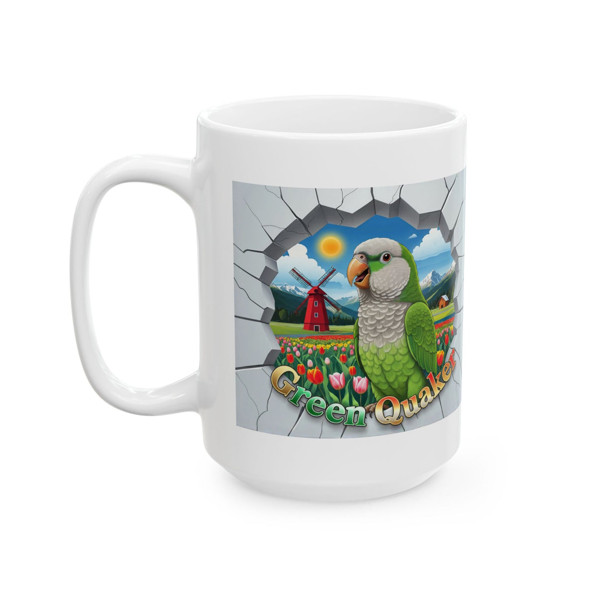 Green Quaker Floral Field Mug