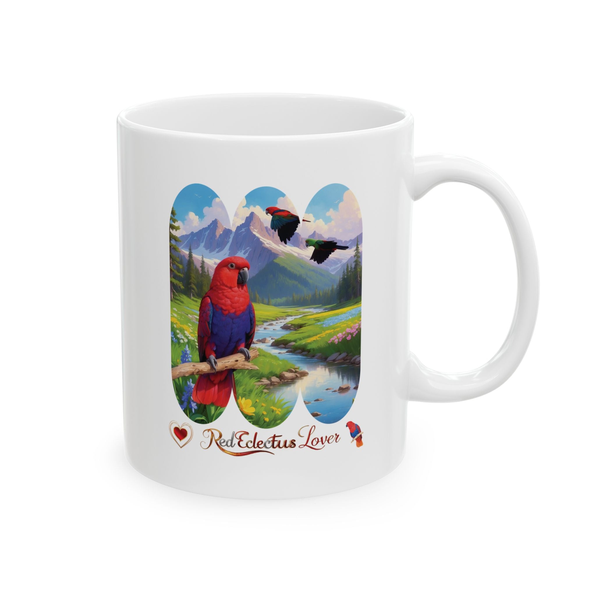 Red Eclectus Lover Lake Scenic Mug