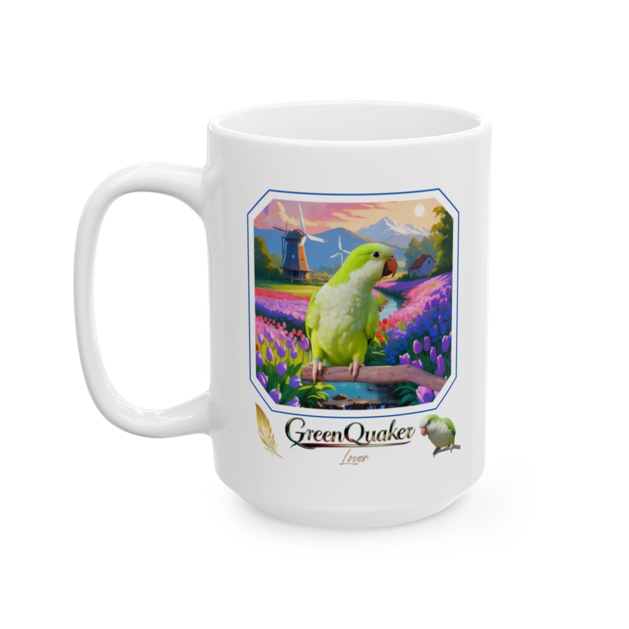 Green Quaker Floral Field Mug