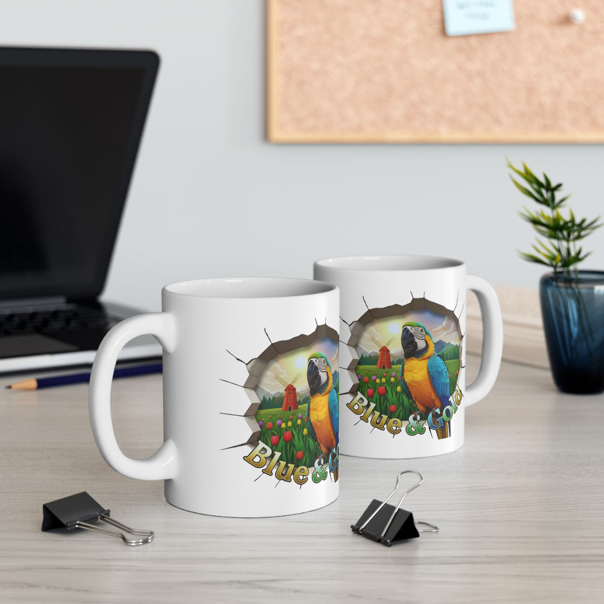 Blue and Gold Meadow Scenic Mug