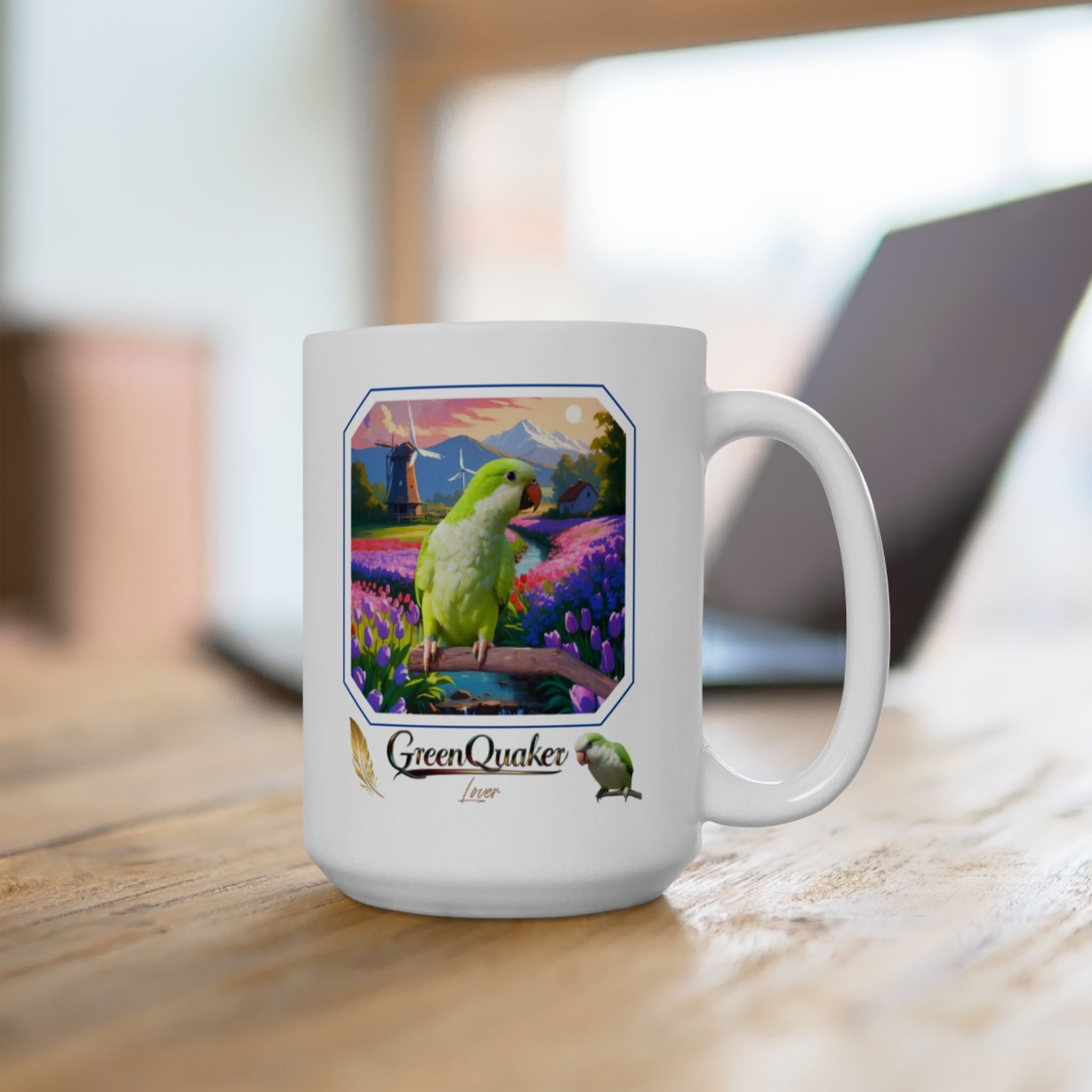 Green Quaker Floral Field Mug