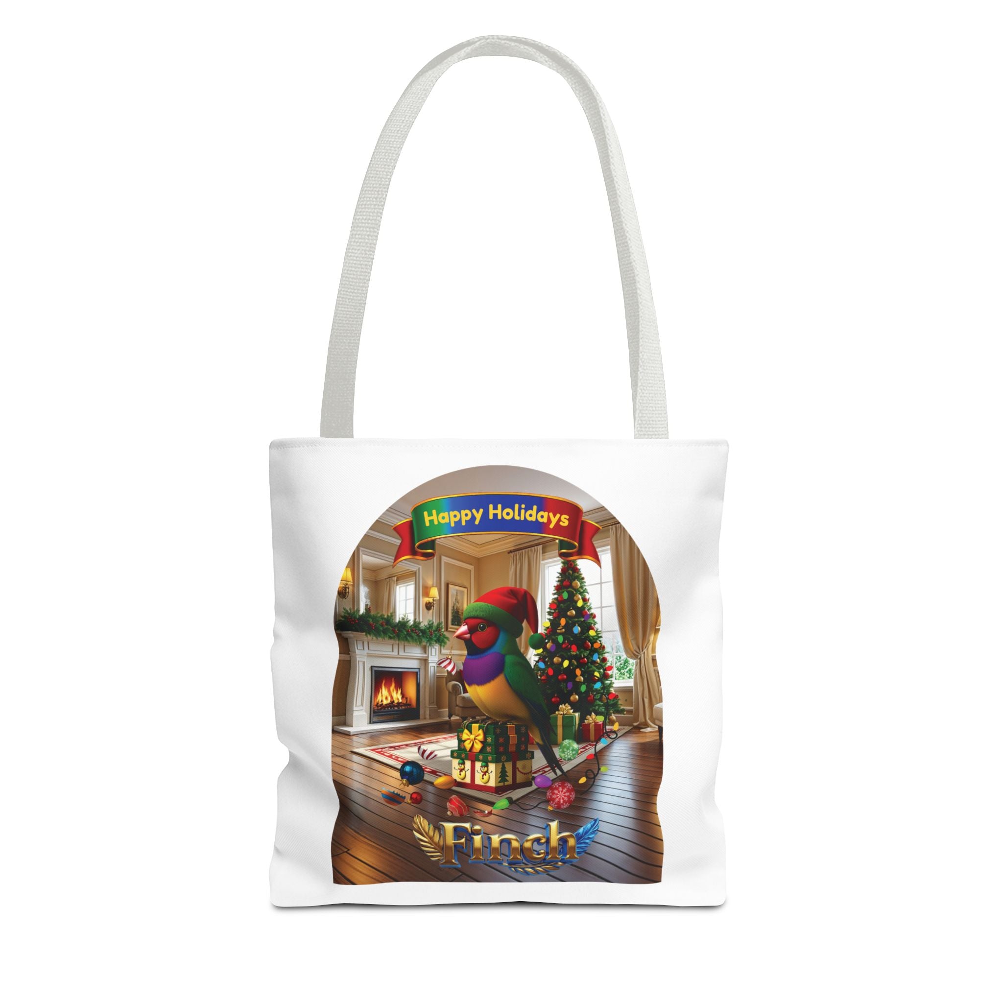 Happy Holidays Finch Tote Bag