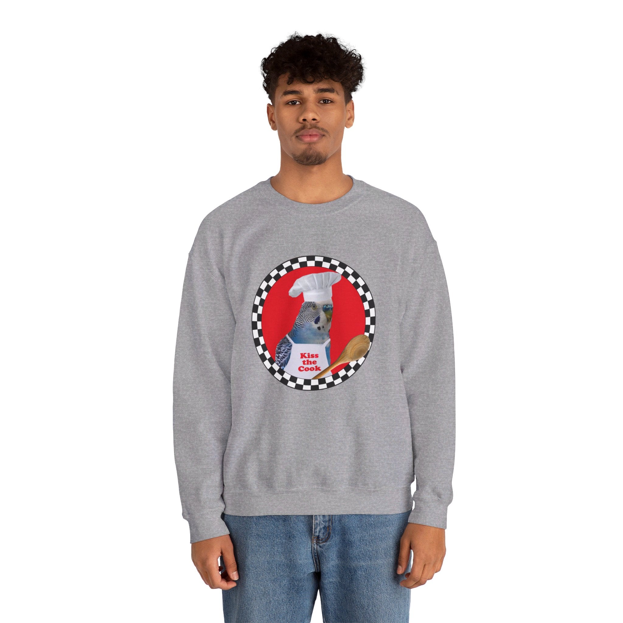 Kiss The Cook Spoon Blue Budgie Sweatshirt