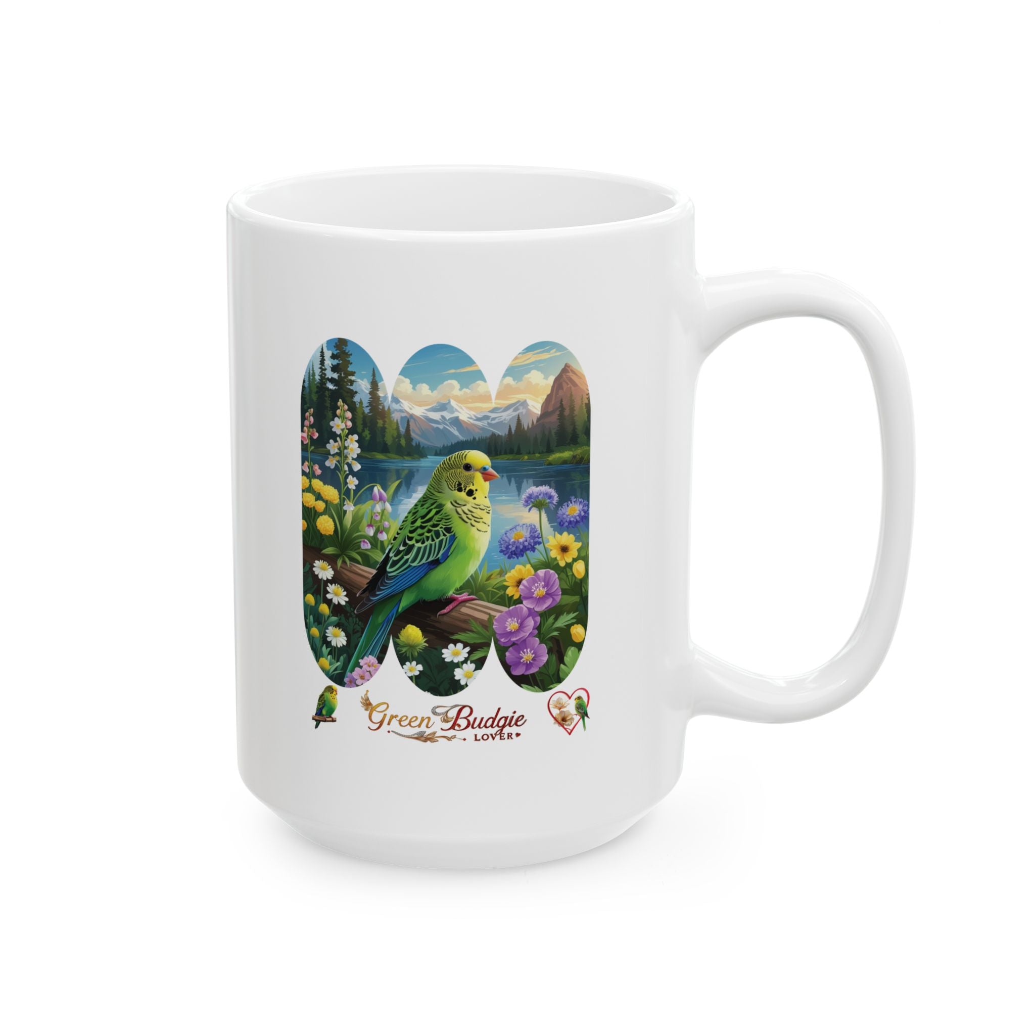 Green Budgie Lover Lake Mug