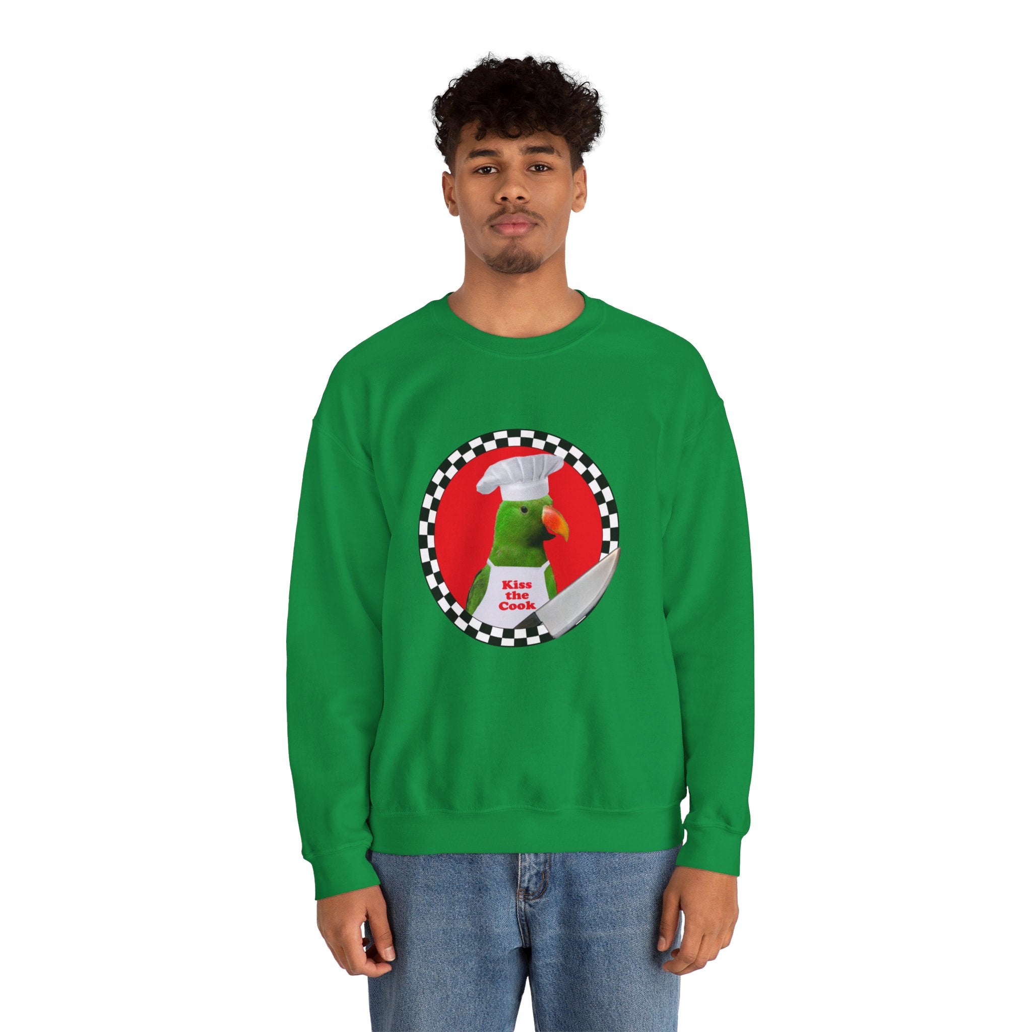 Kiss The Cook Green Eclectus Sweatshirt